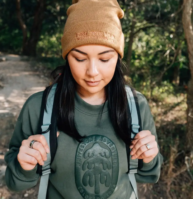Puff print decoration method showcased on a sweatshirt.