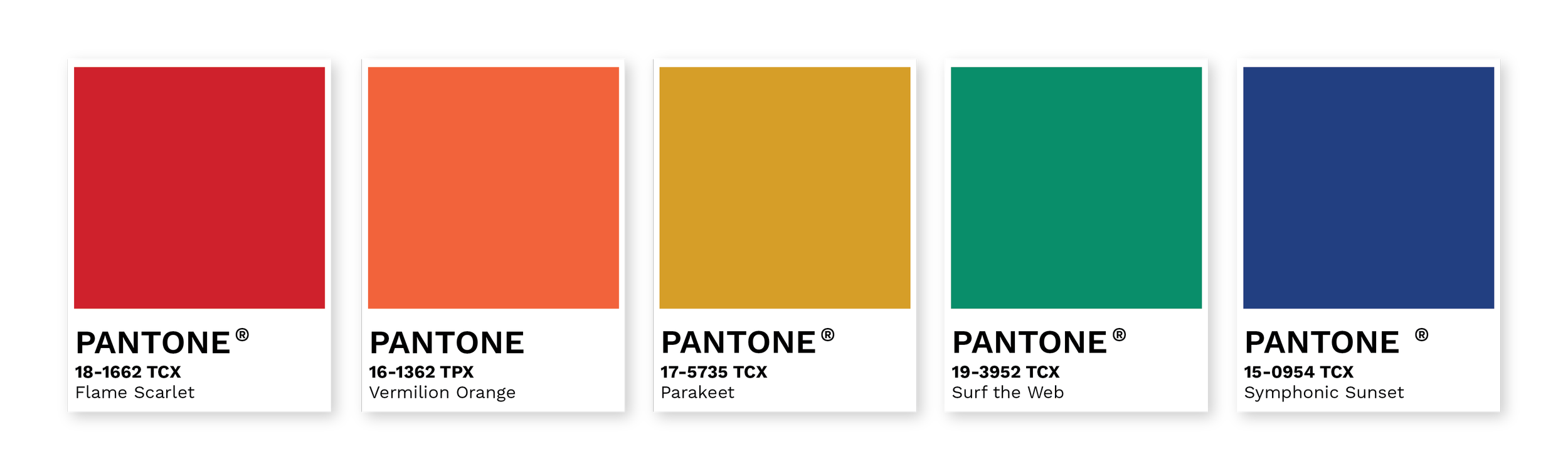 Five neutral Pantone swatches that exemplify the Primary Revival trend emerging in fashion and retail, offering a nostalgic and sophisticated edge.