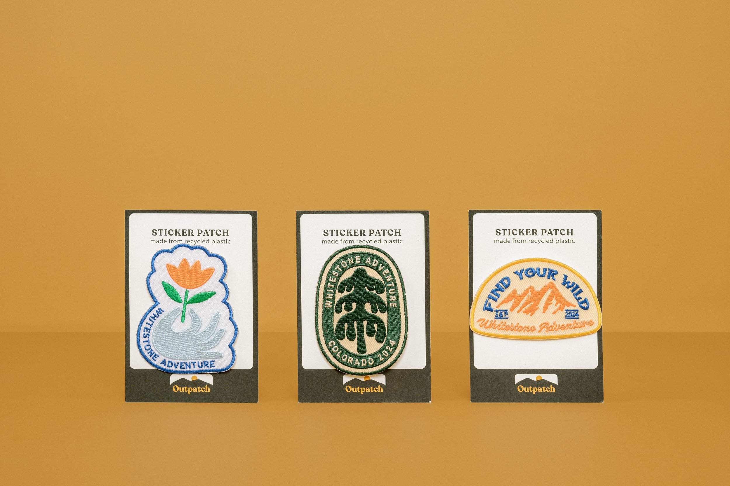 Embroidered patches in 3 styles to showcase level of detail available.