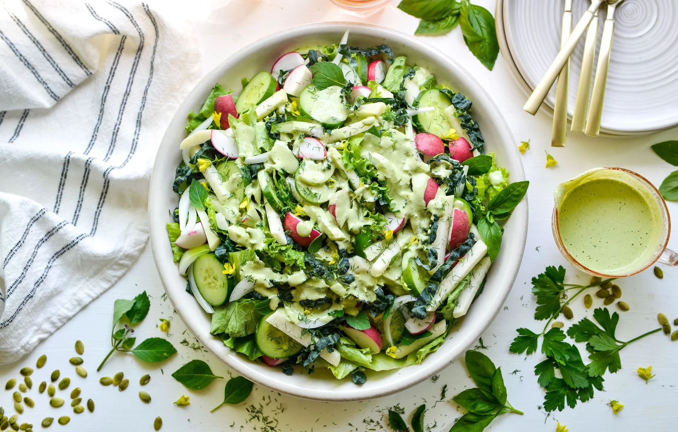 Chopped  Lettuce Bowl with Creamy Herb Dressing