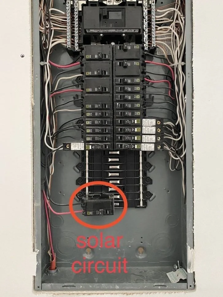 Residential electrical panel with breakers