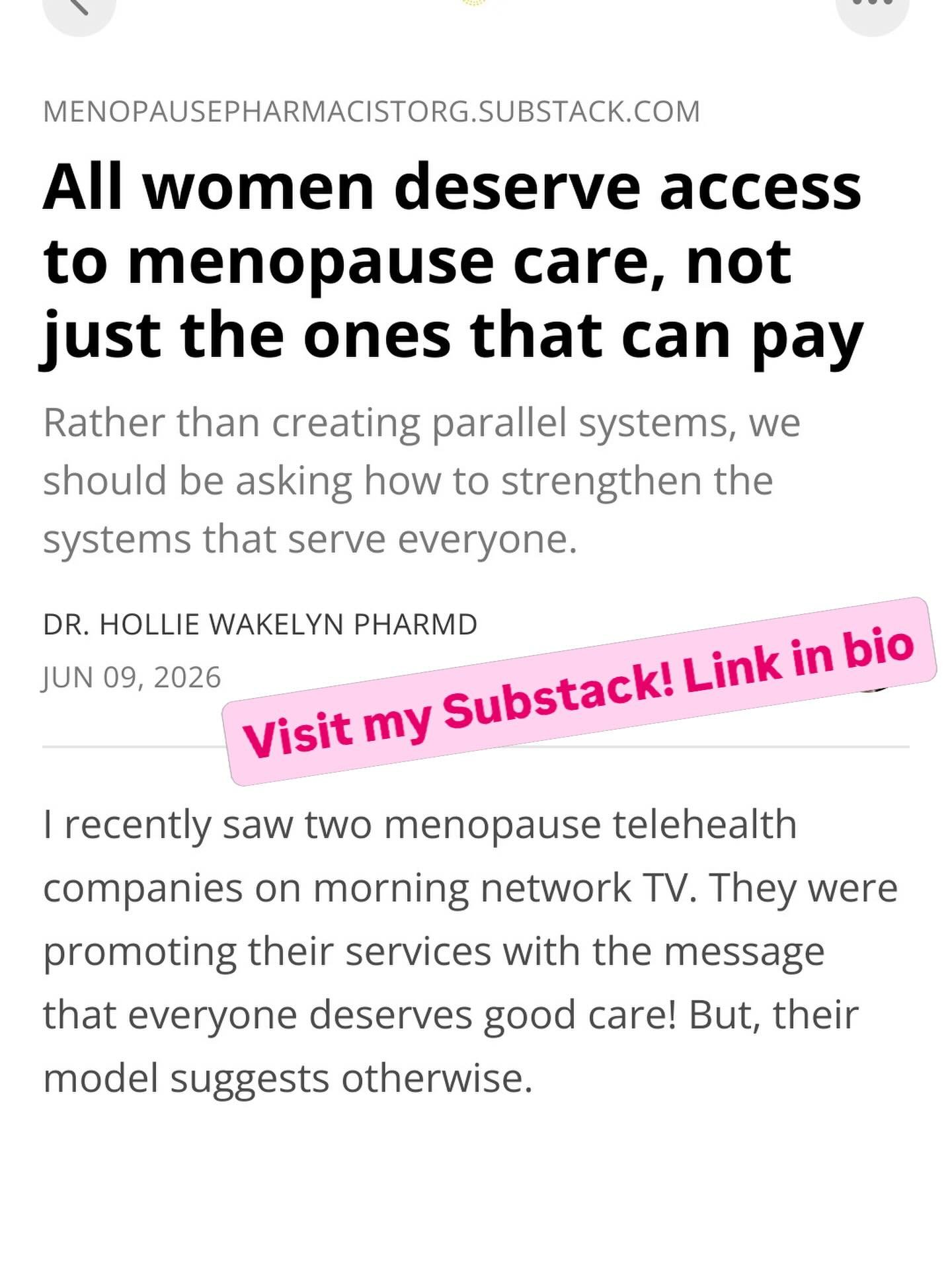 Rather than creating parallel systems, we should be asking how to strengthen the systems that serve everyone. Read my substack article for more insights. #healthcare #menopause #perimenopause