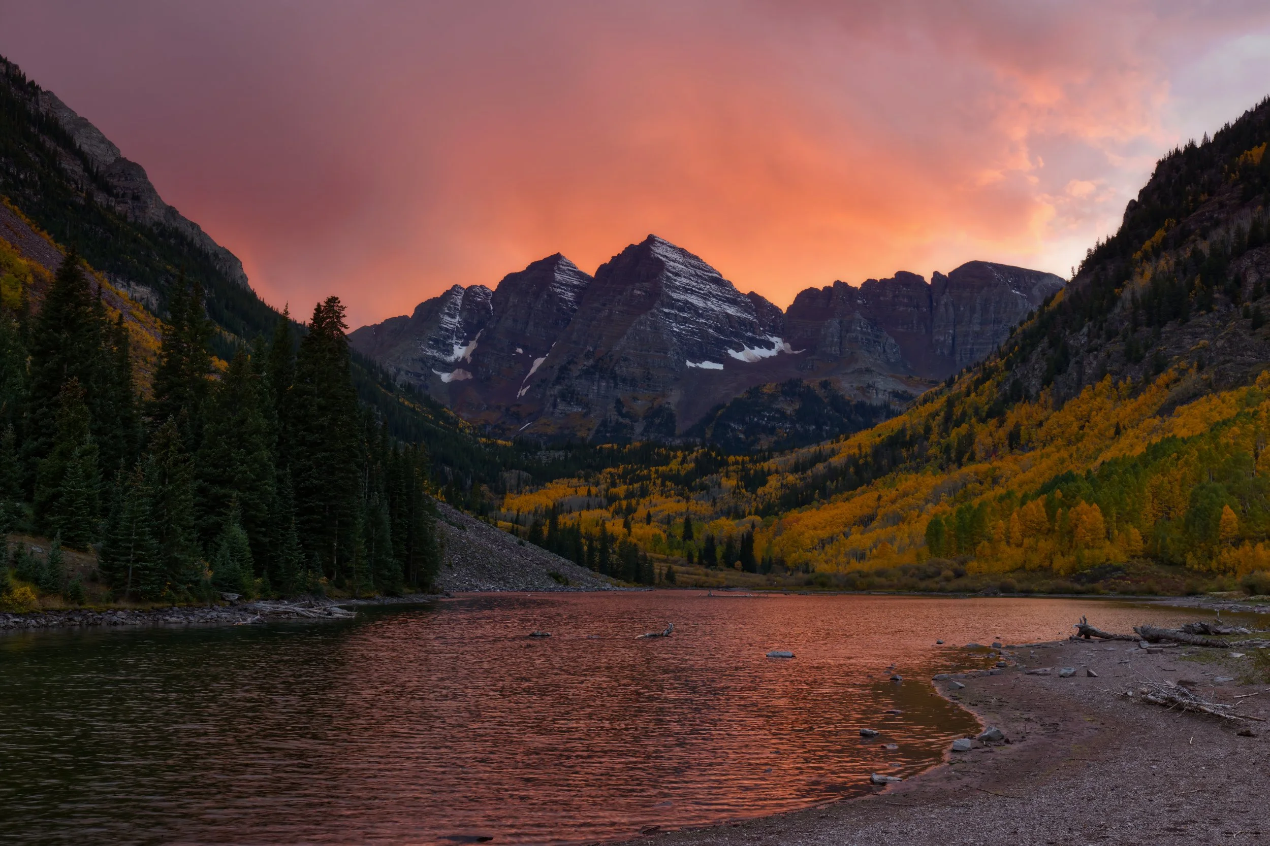September Sunset on the Maroon Bells