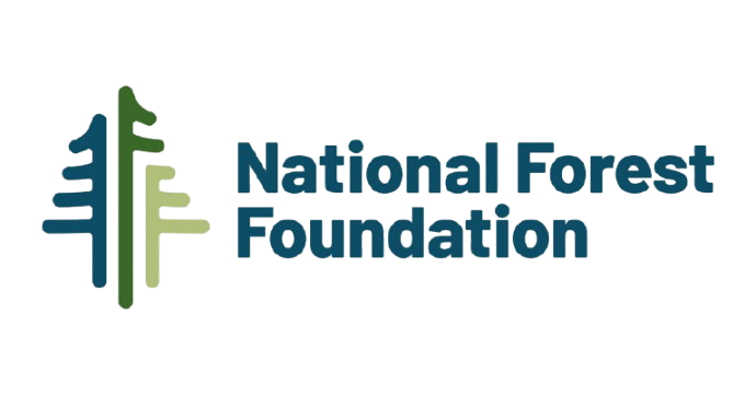Logo of the National Forest Foundation featuring stylized trees and the organization's name.