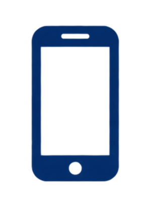 Outline of a smartphone with a blank screen.