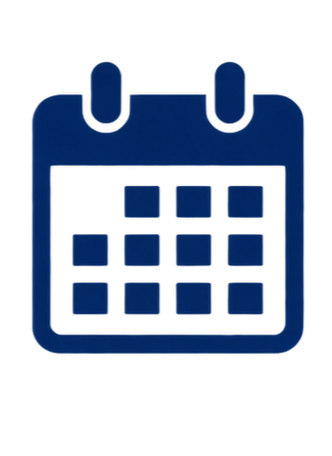 Icon of a calendar with seven squares representing days.