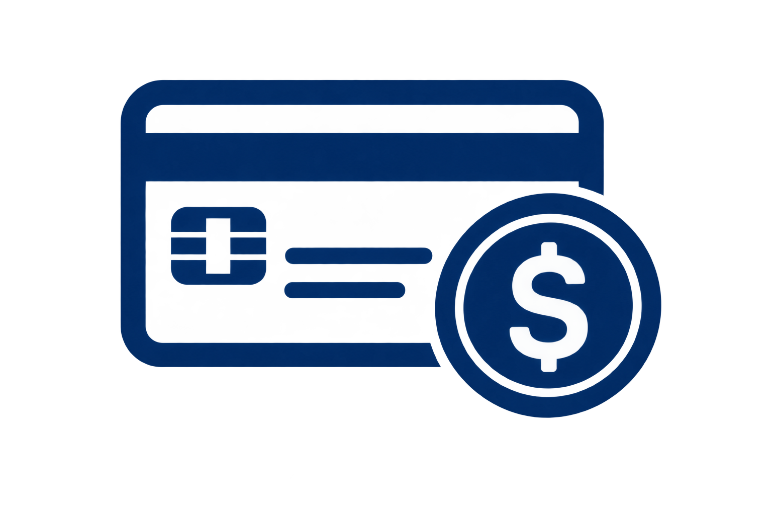 Illustration of a credit card with a dollar sign symbol next to it.