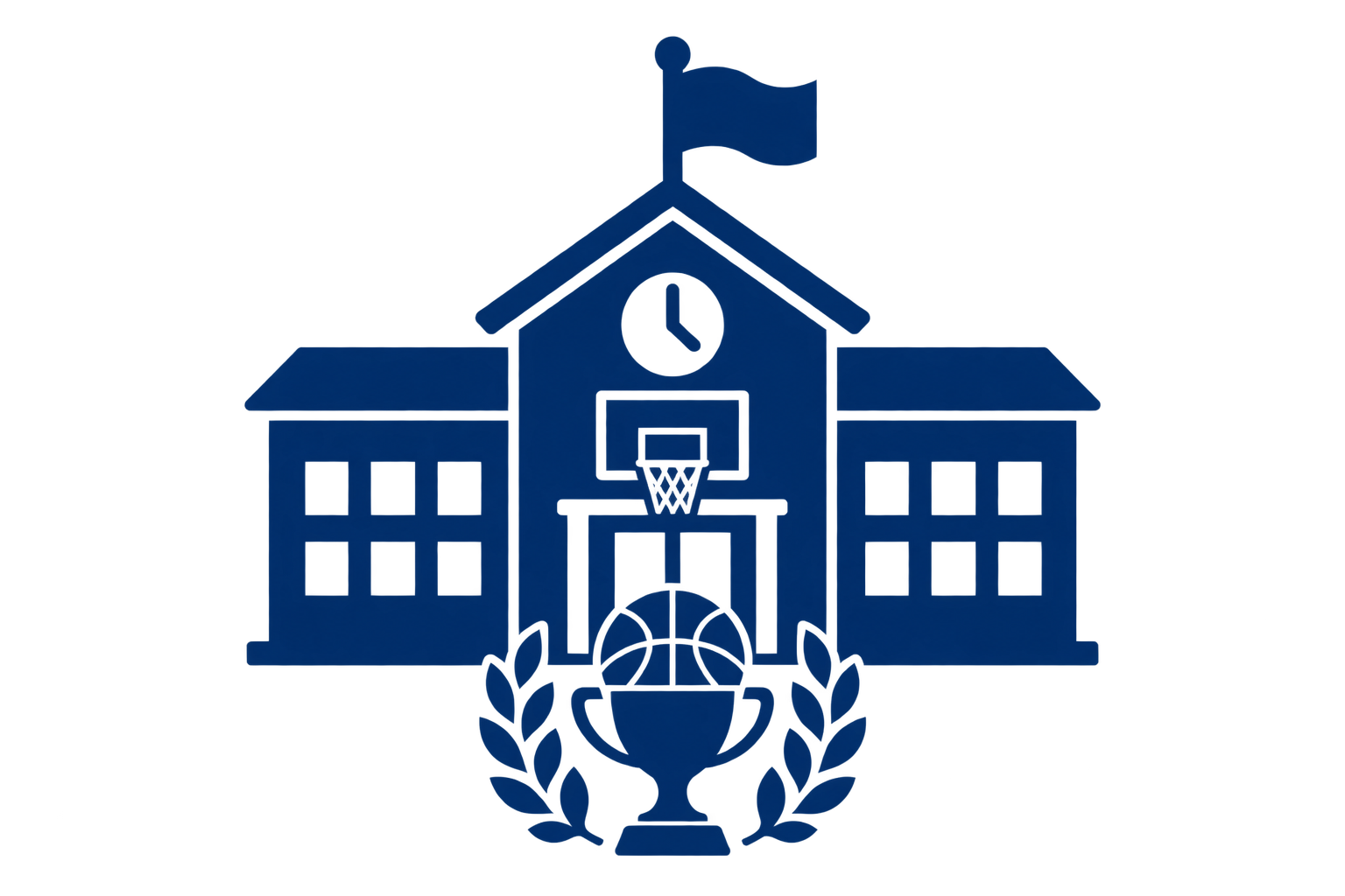 A blue 3D wireframe model of a house with a pitched roof and chimney.