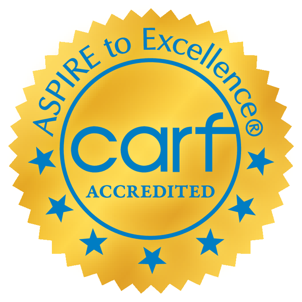 CARF Accredited seal, link to the CARF International website