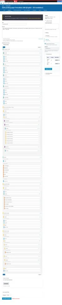 A low-resolution screenshot of French bee's editing interface in Drupal, showing the length and number of nested components and fields.