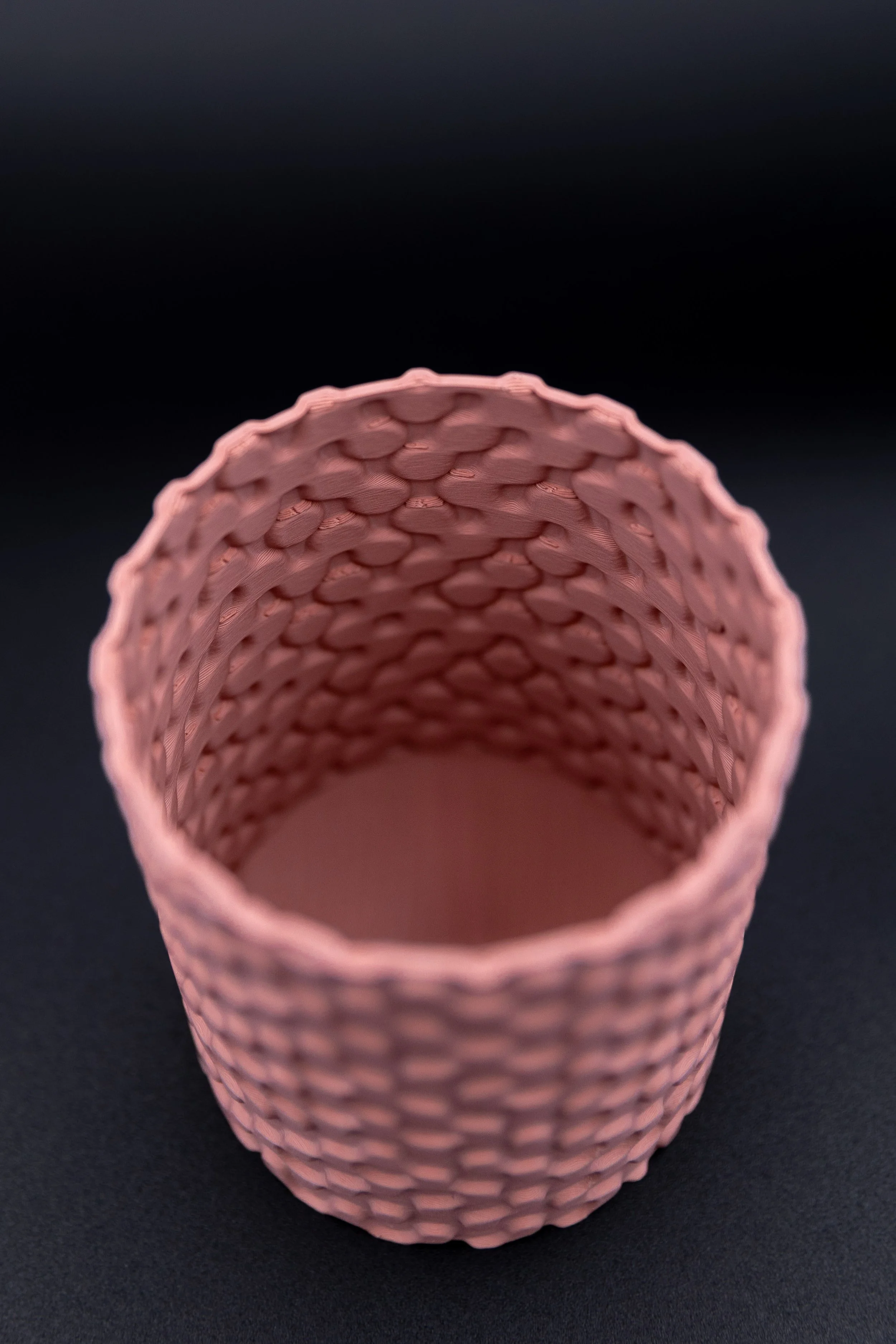 Interior texture of Boone planter in matte salmon pink (Copy)