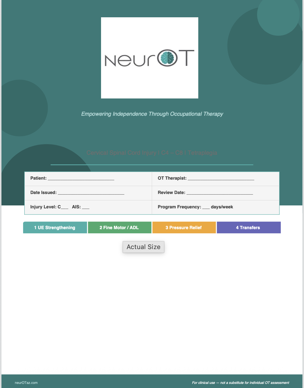 OT Home Exercise Program Spinal Cord Injury (SCI)