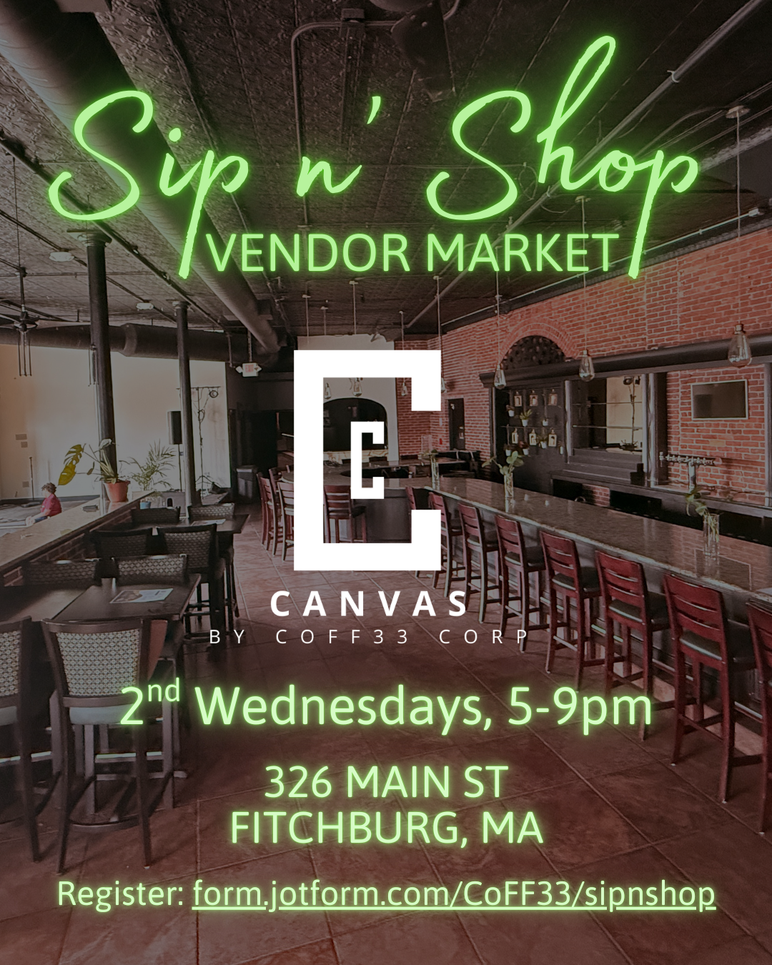 CANVAS by CoFF33 Corp. SIP &amp; SHOP Vendors Market