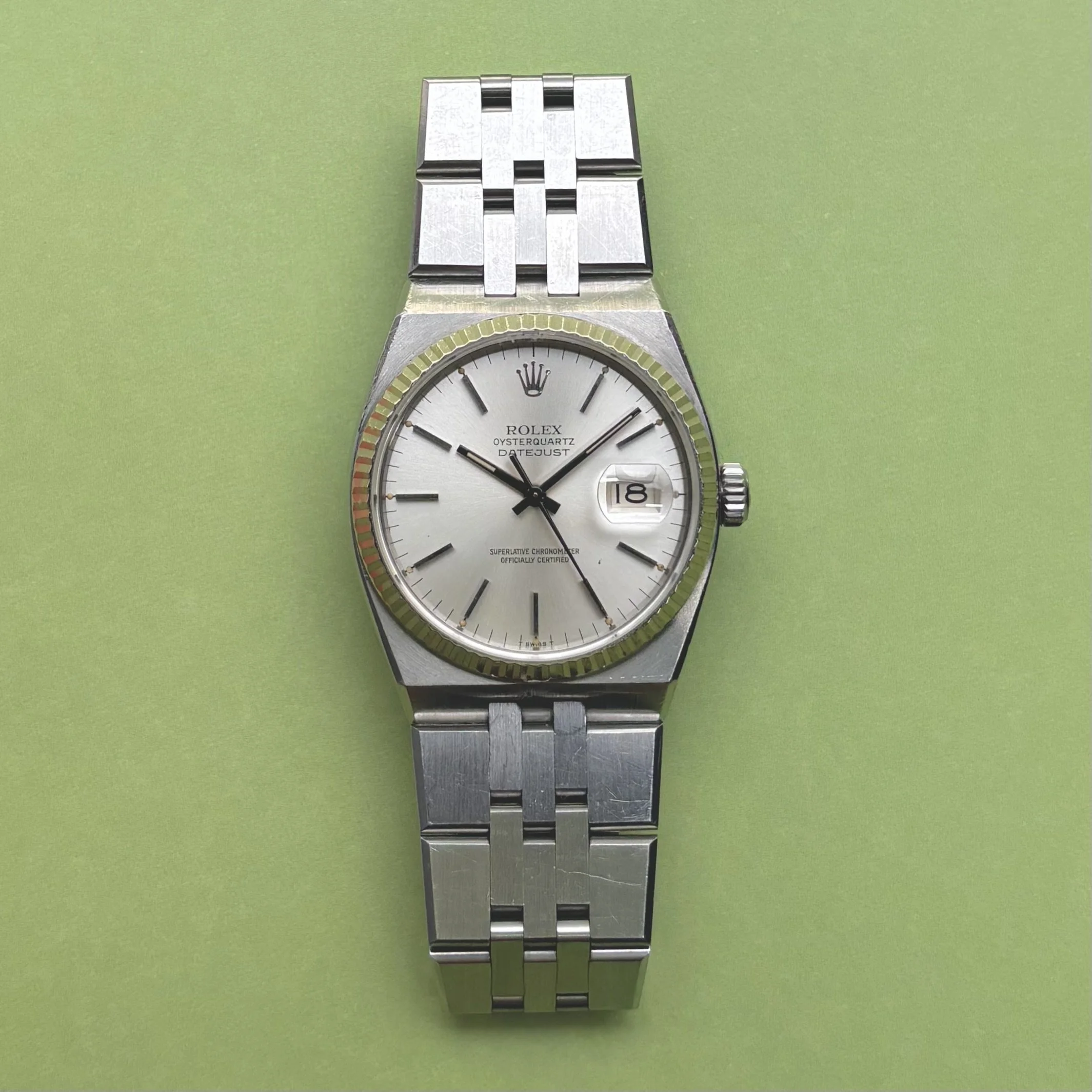 1980 Rolex Datejust Oysterquartz 36 17014 Silver Dial