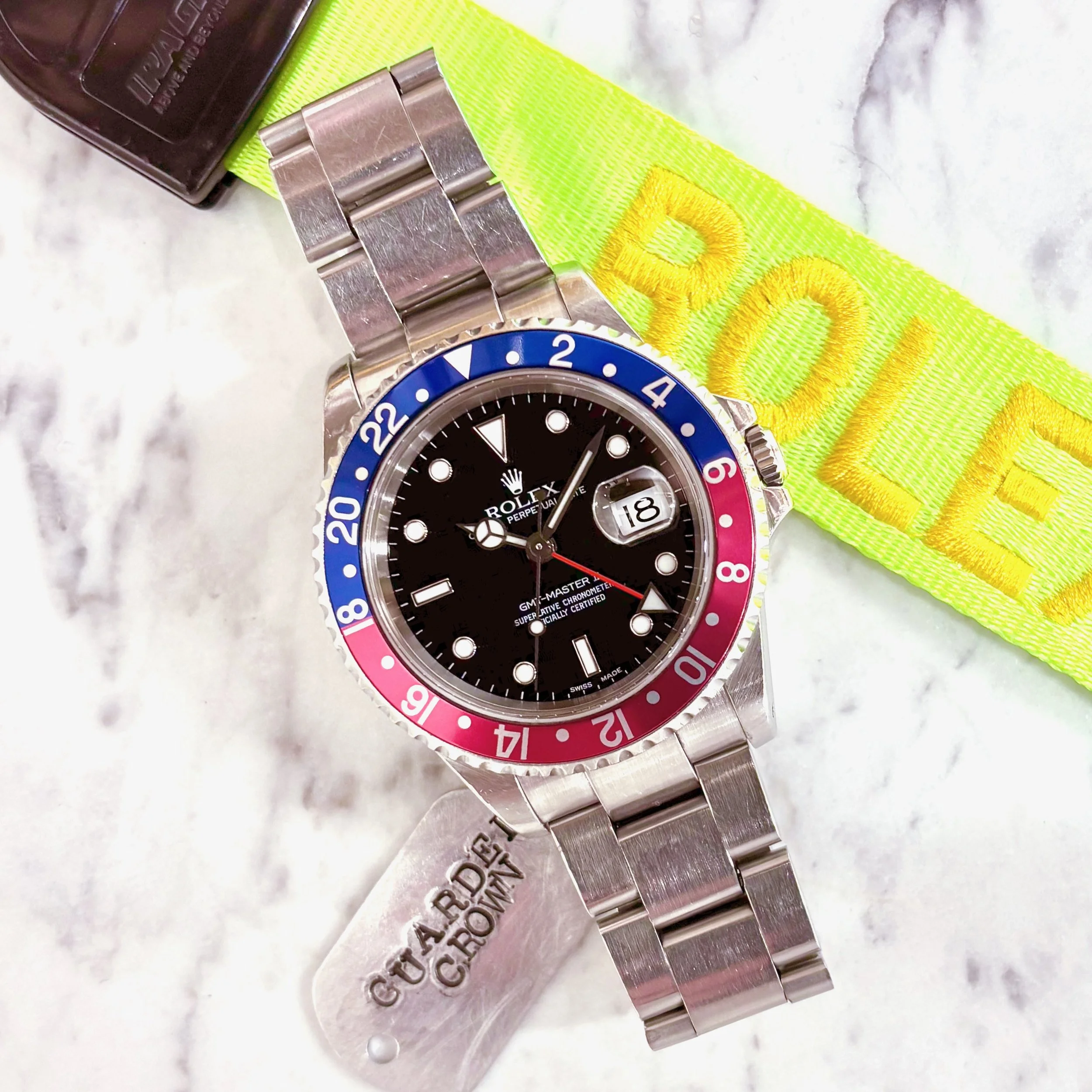 2001 Rolex GMT Master II 16710 "Pepsi" Blue & Fuchsia Bezel