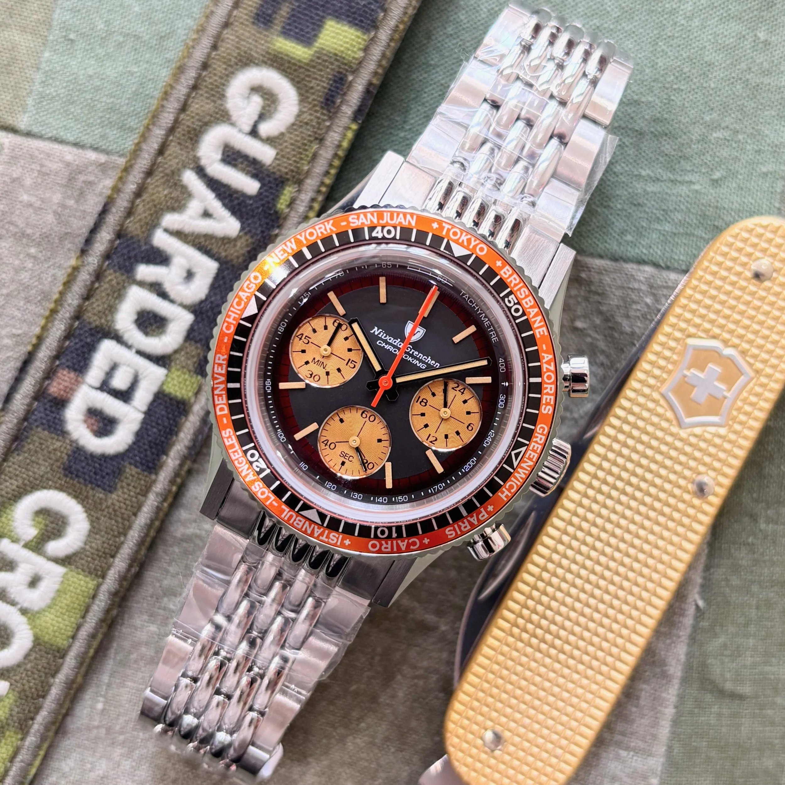 2026 Nivada Grenchen Chronoking Mecaquartz Racing Black Amber 87055Q04