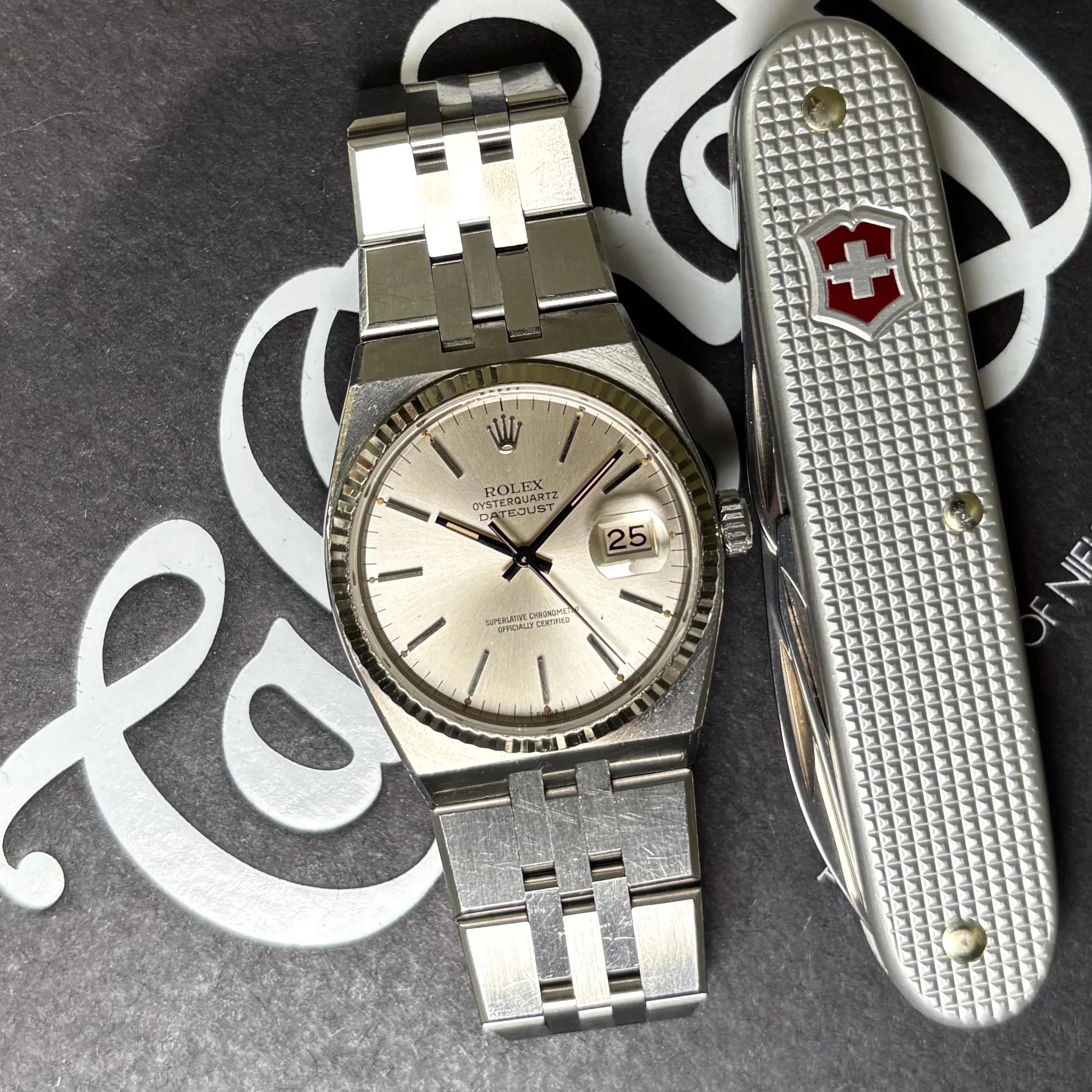 1980 Rolex Datejust Oysterquartz 36 17014 Silver Dial
