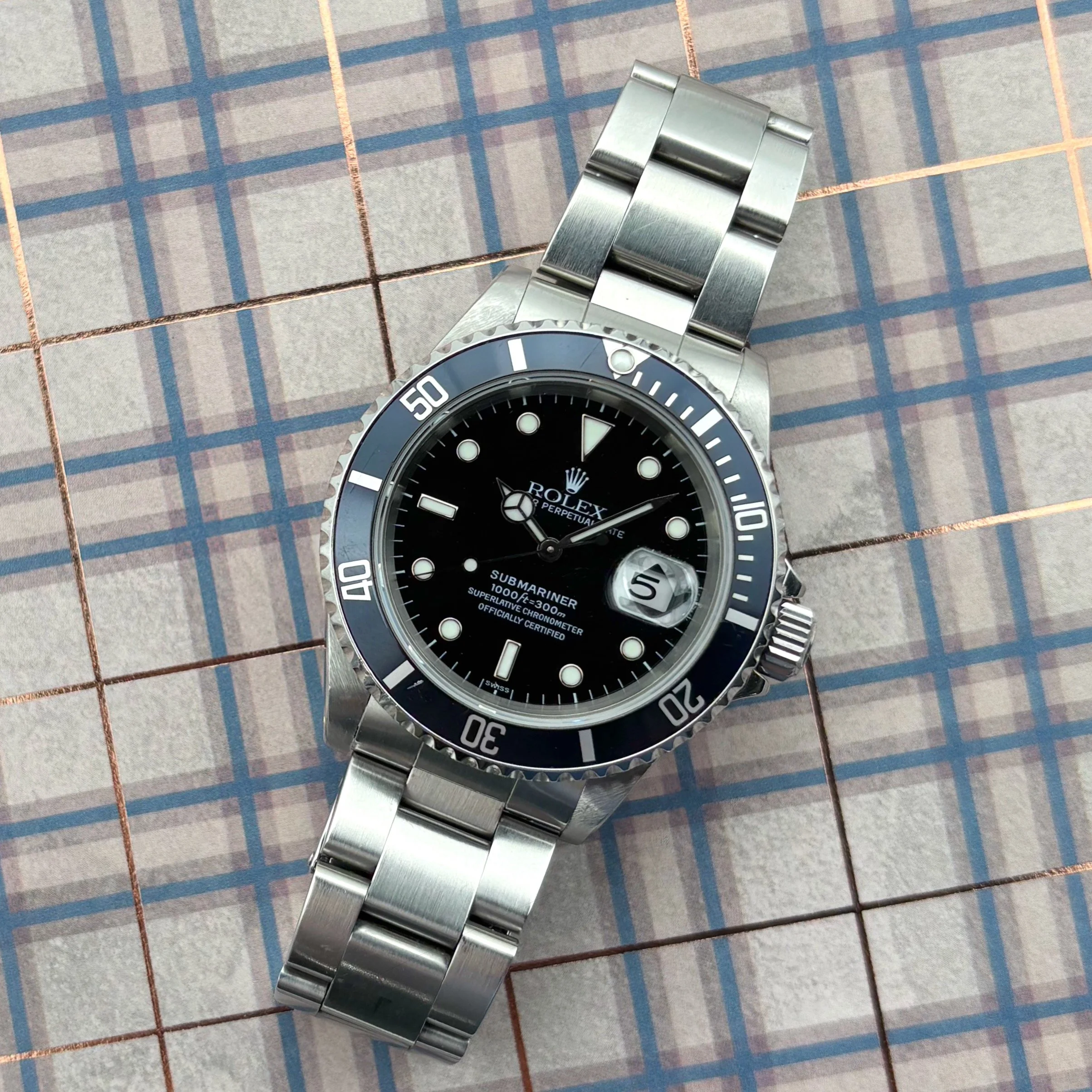 1998 Rolex Submariner Date 16610 Denim Blue Insert "Swiss Only" Dial