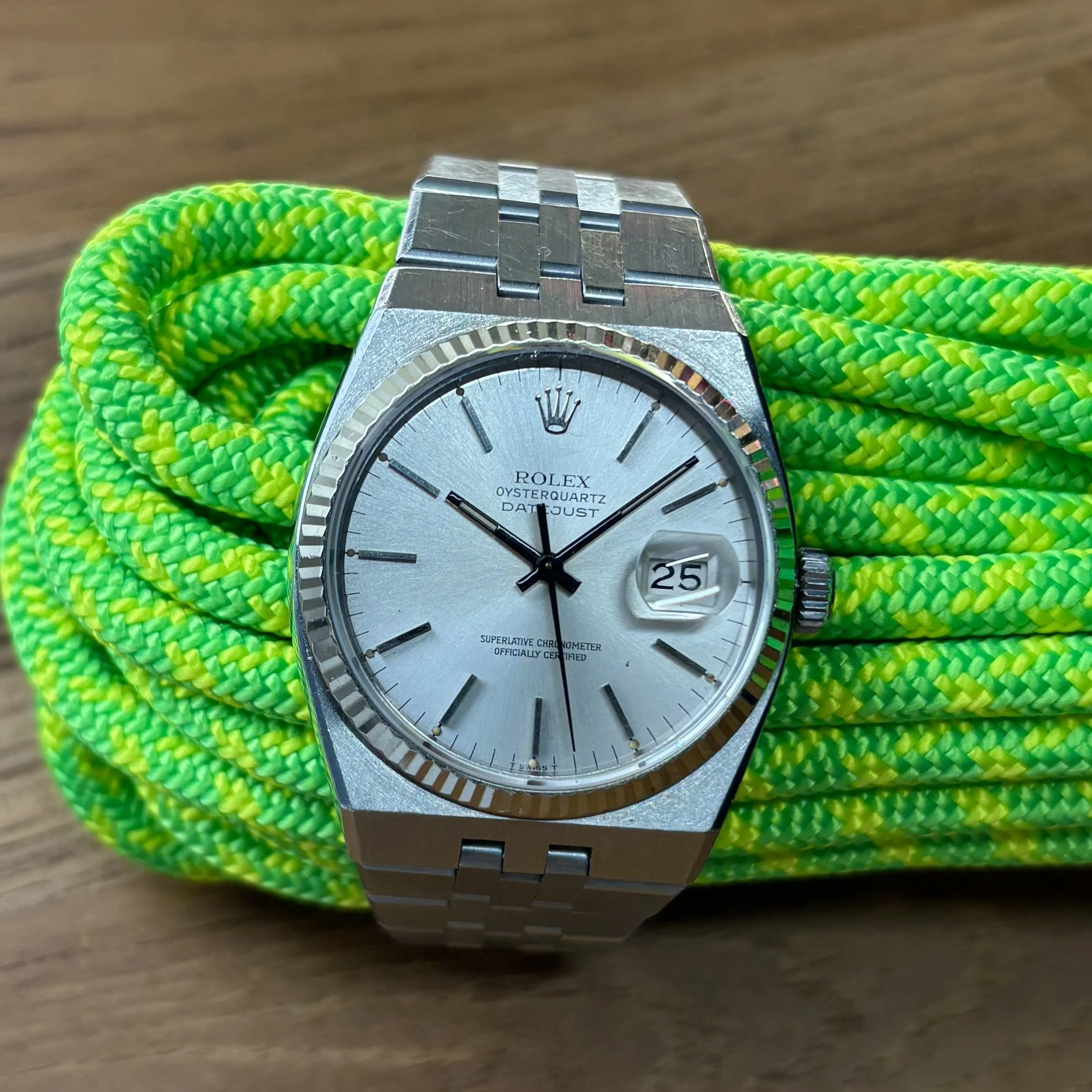1980 Rolex Datejust Oysterquartz 36 17014 Silver Dial