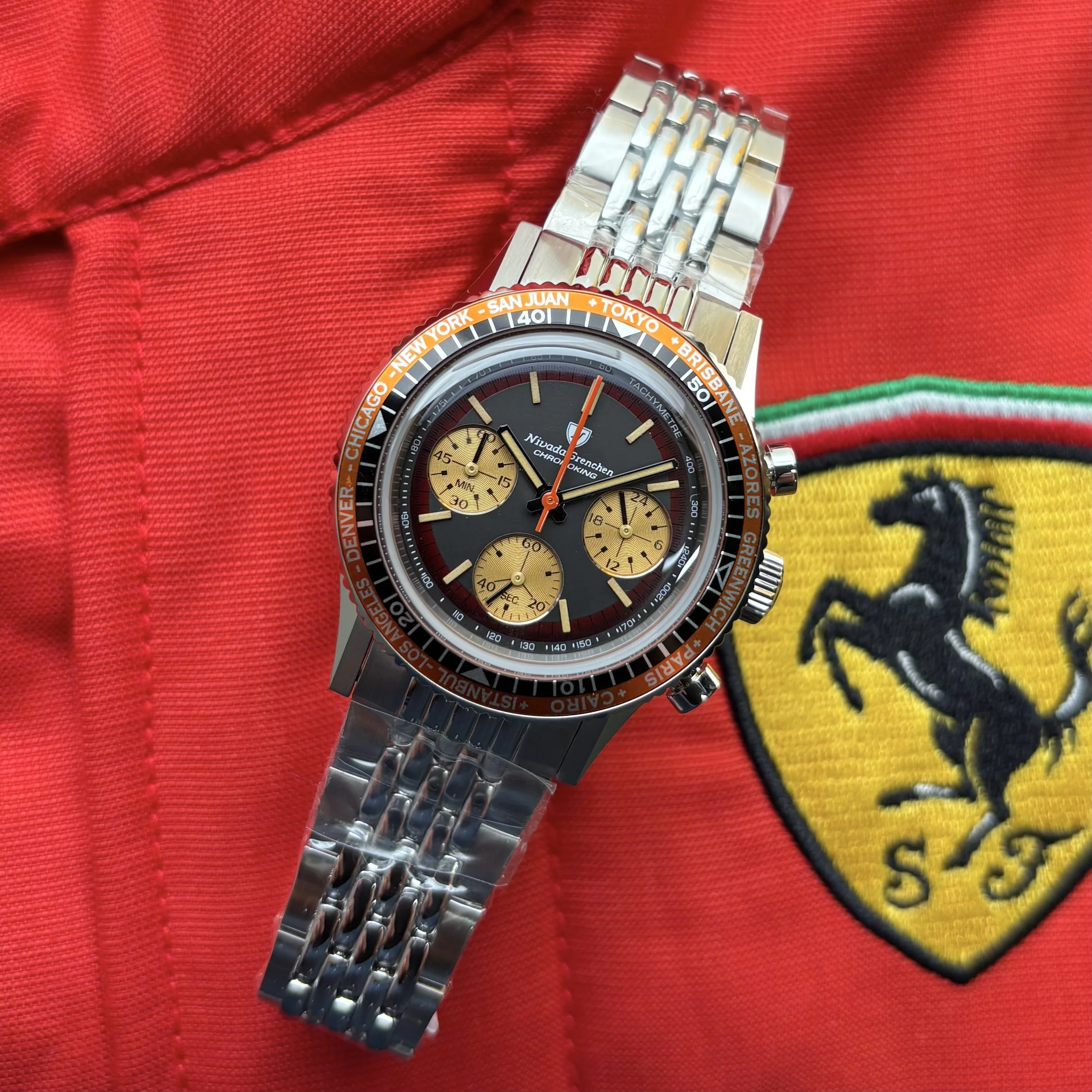 2026 Nivada Grenchen Chronoking Mecaquartz Racing Black Amber 87055Q04