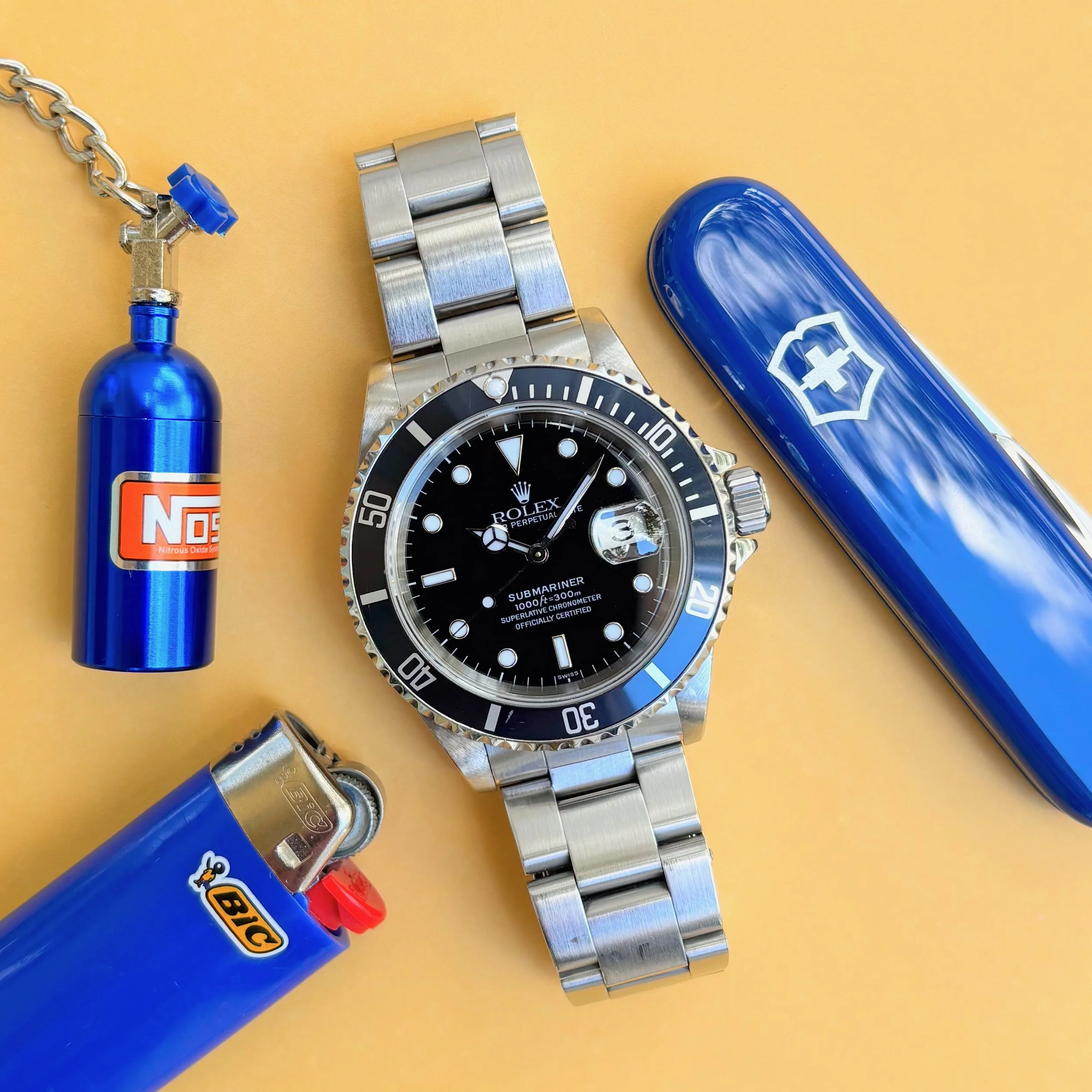 1998 Rolex Submariner Date 16610 Denim Blue Insert "Swiss Only" Dial