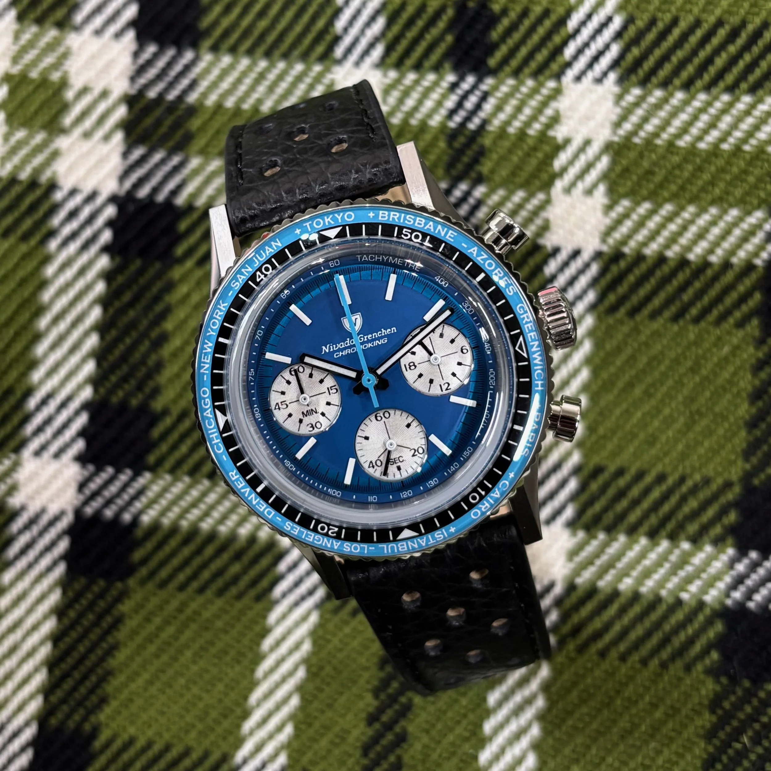 2026 Nivada Grenchen Chronoking Mecaquartz Racing Blue Lagoon 87054Q10