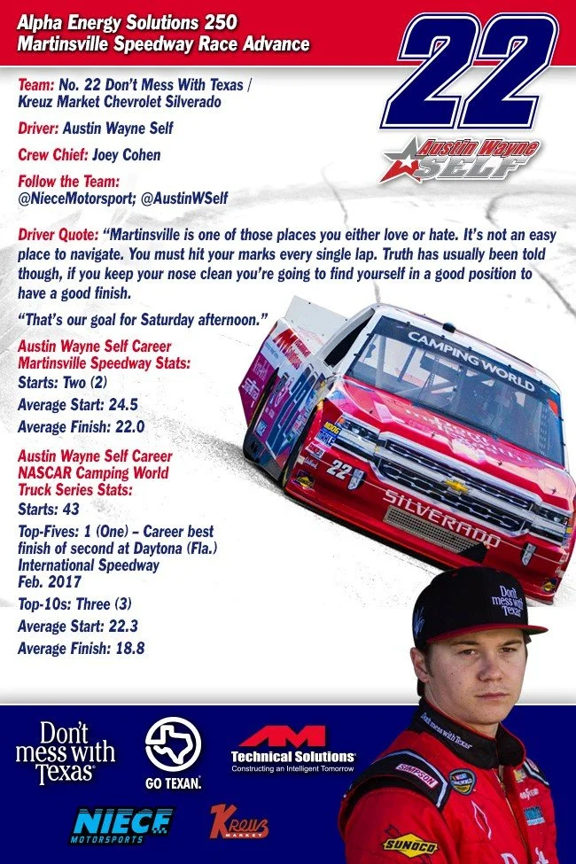 Austin Wayne Self – Martinsville Speedway Race Advance