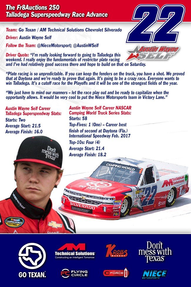 Austin Wayne Self - Talladega Superspeedway Race Advance