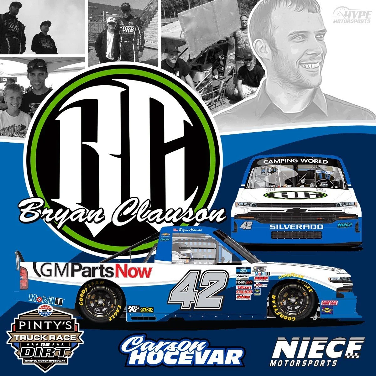 Carson Hocevar to Pay Tribute to Bryan Clauson in Pinty’s Truck Race on Dirt