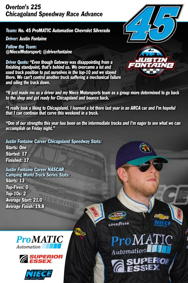 Justin Fontaine - Chicagoland Speedway Race Advance