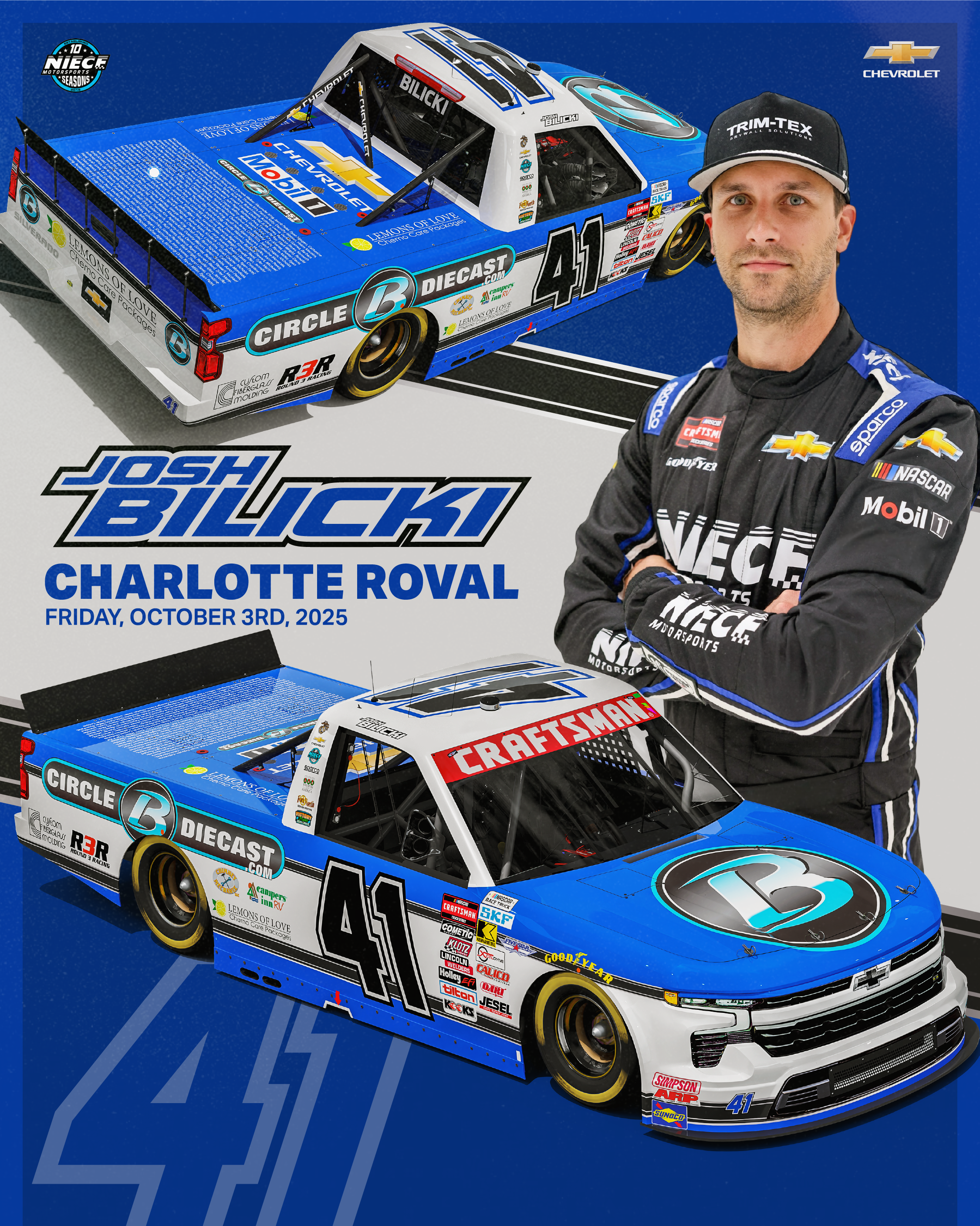 Circle B Diecast Partners with Niece Motorsports, Josh Bilicki at the Charlotte Motor Speedway ROVAL