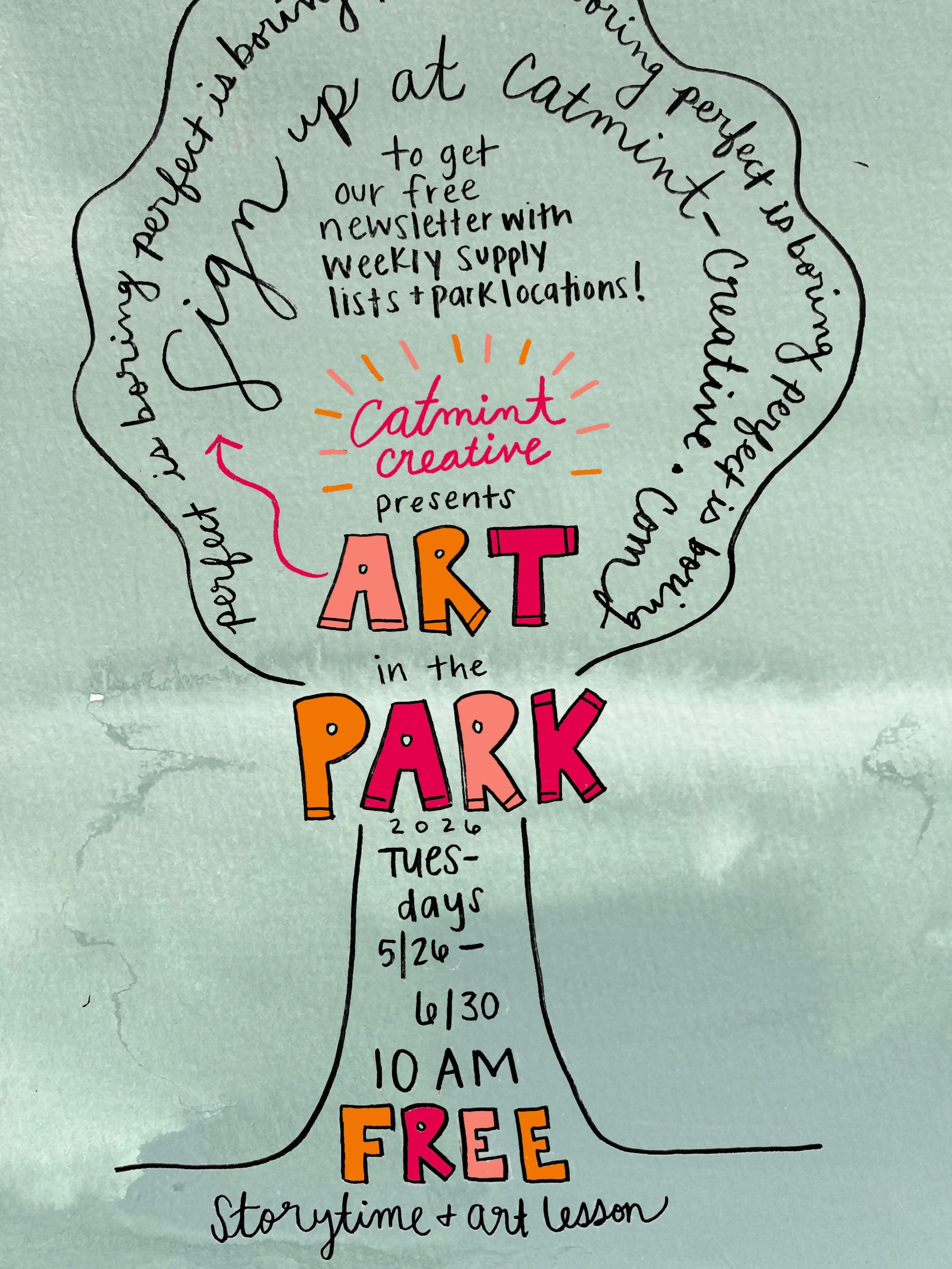 One week until we kick off our free summer Art in the Park series! Subscribe to our Substack to get weekly emails with the supply lists and park locations. The post for the first one (next week Tuesday 5/26) is live! Link to our Substack and website 