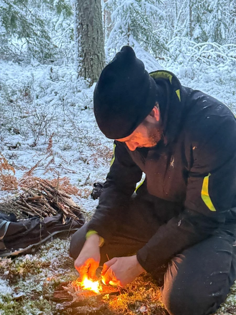 My photo of my friend Martin making a fire at our retreat