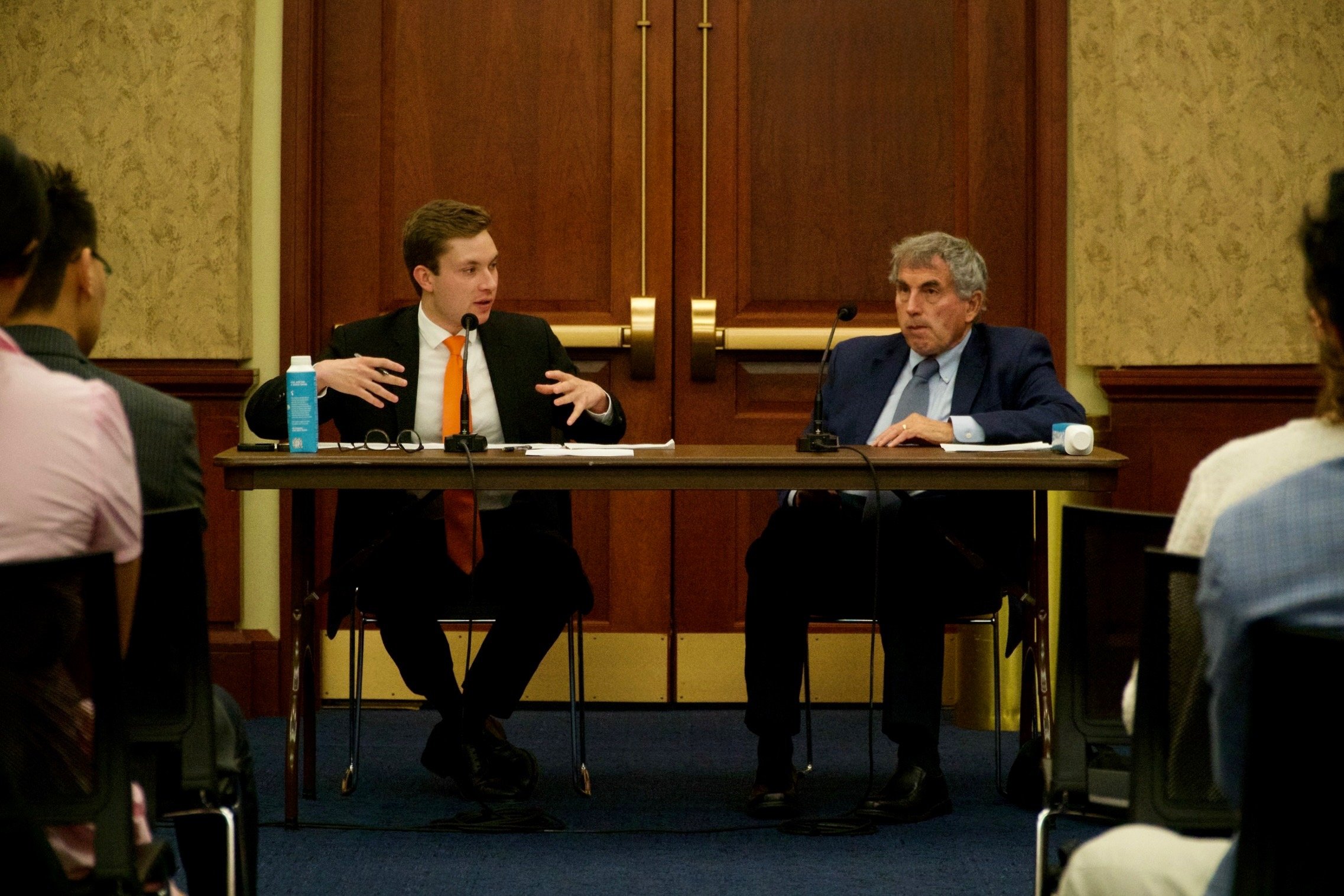 Interviewing Ambassador Tom Miller at a U.S.-European Congressional Staff Association event.