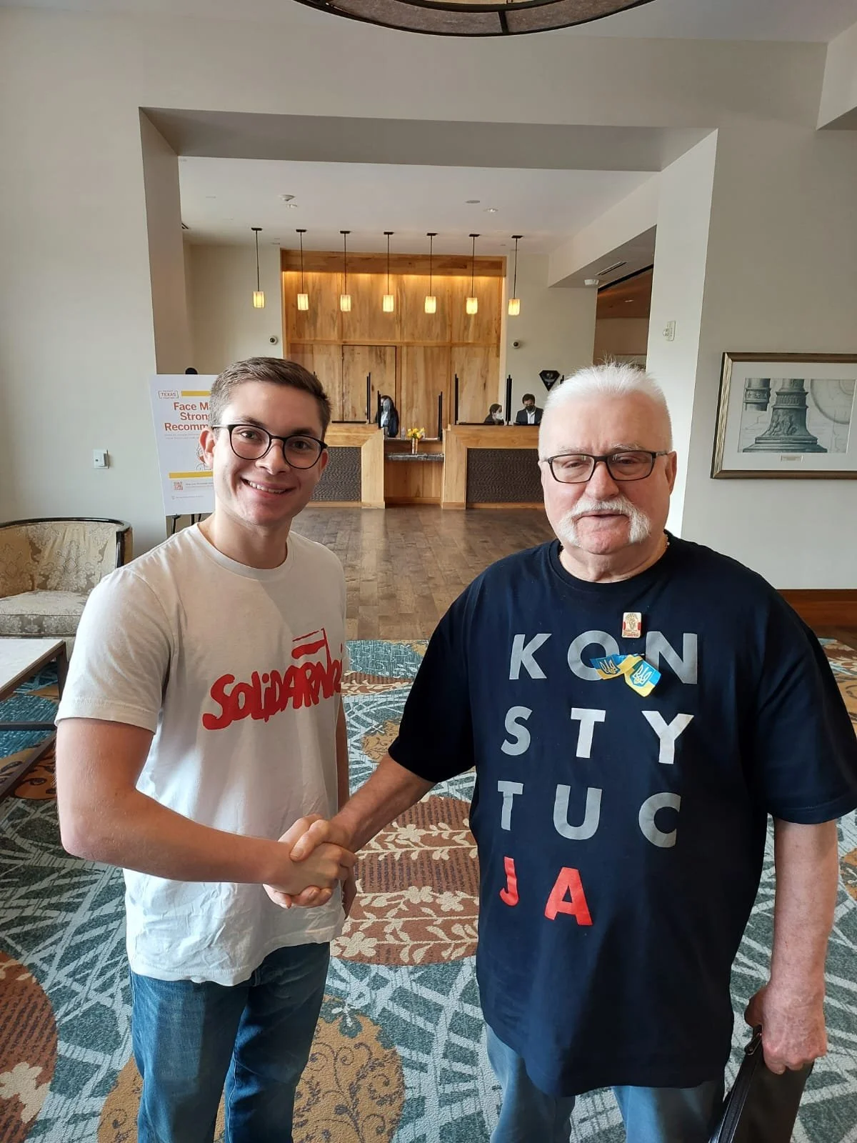 Welcoming President Walesa to the University of Texas.