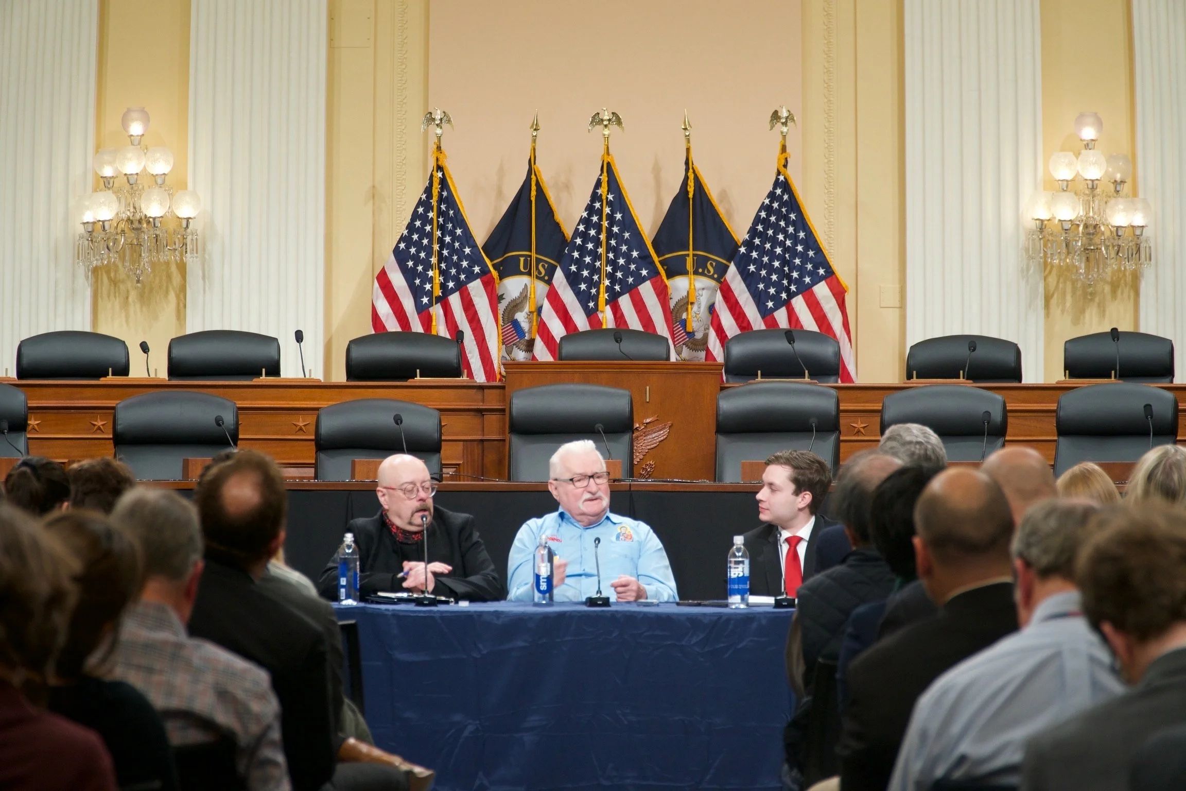 Interviewing President Walesa at a U.S.-European Congressional Staff Association event.