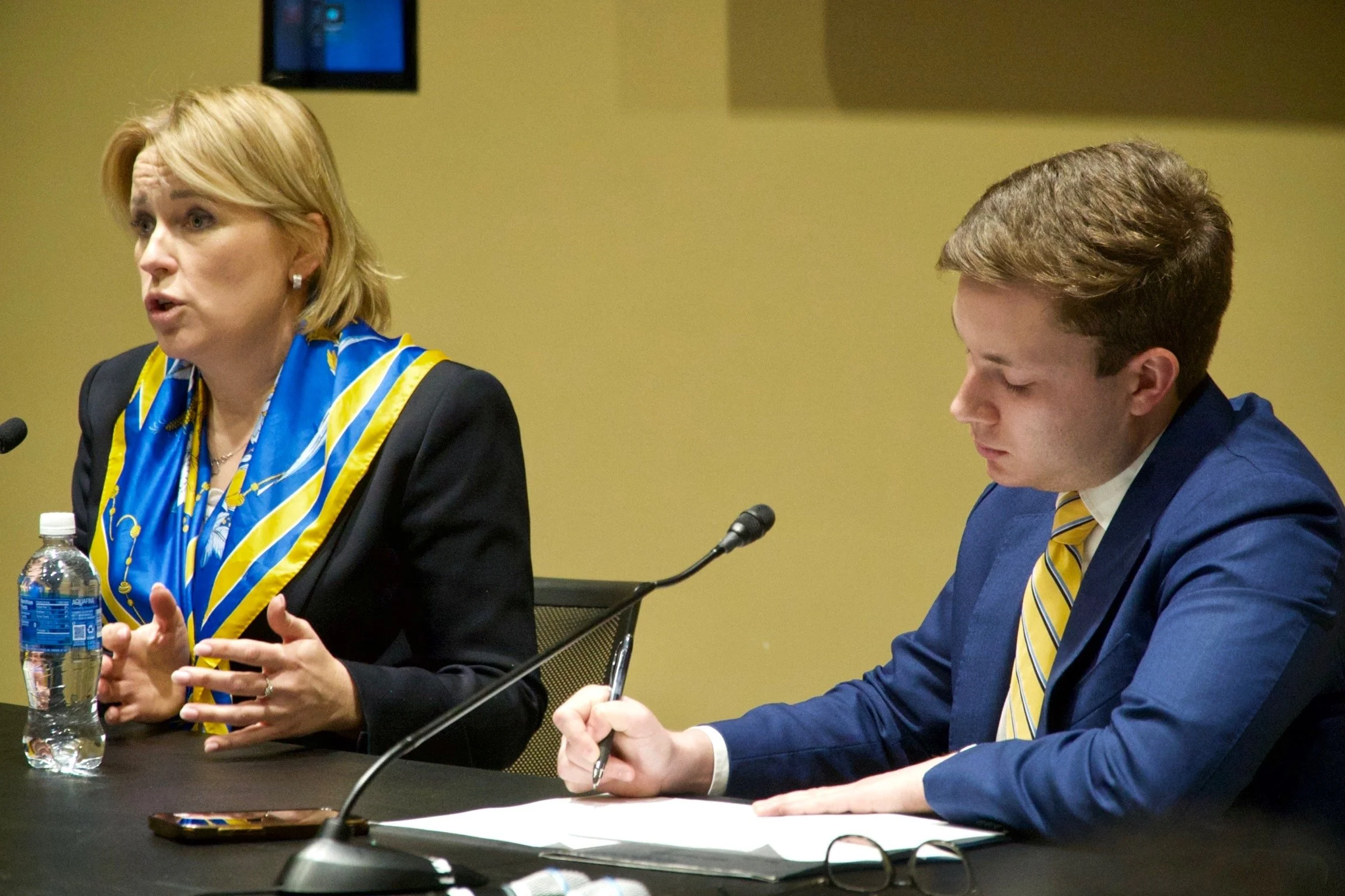 Interviewing Ambassador Jovita Neliupsiene at a U.S.-European Congressional Staff Association event.