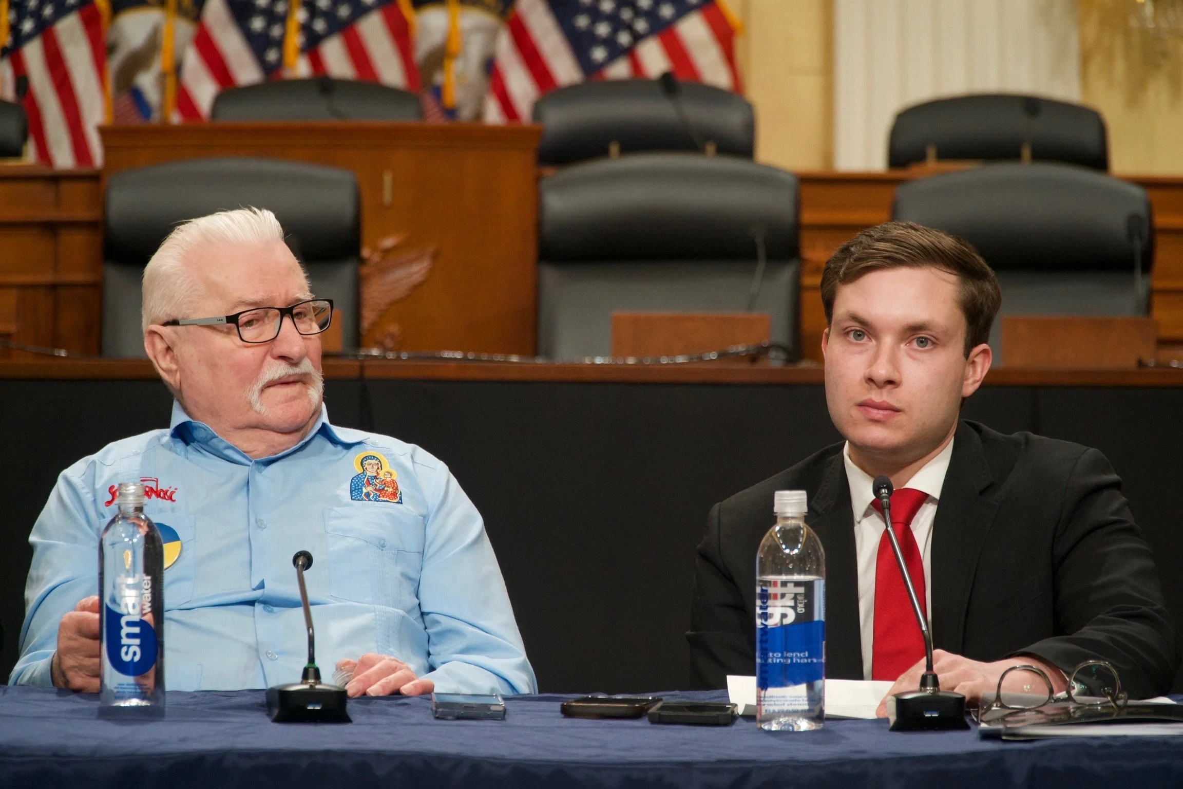 Interviewing President Walesa at a U.S.-European Congressional Staff Association event.