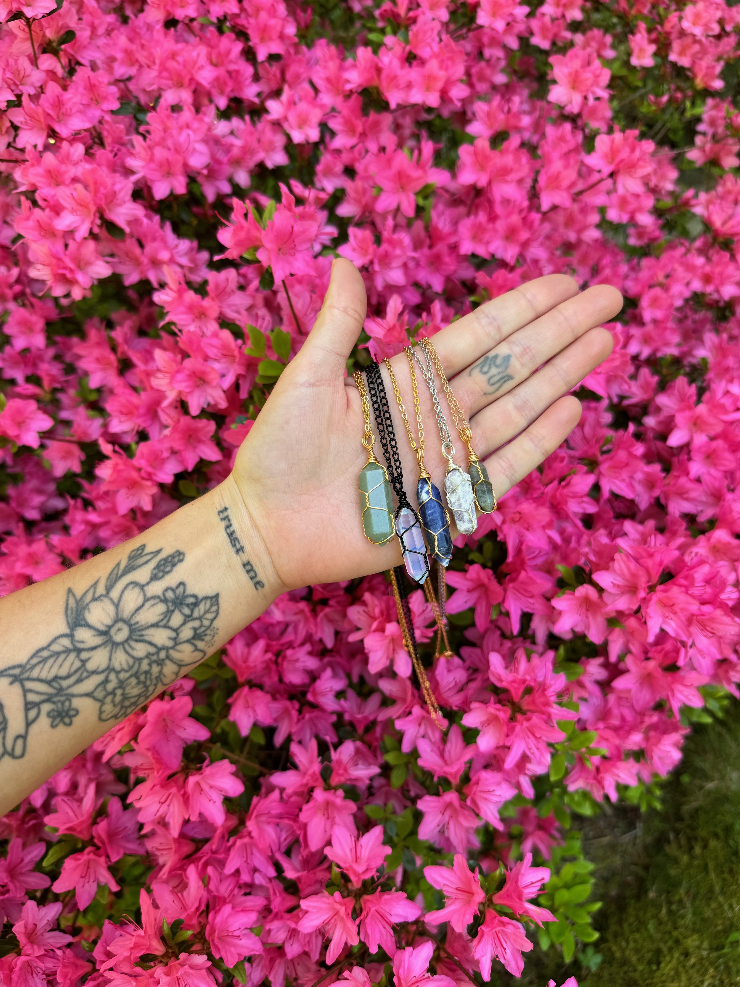 Wire Wrapped Crystal Necklaces