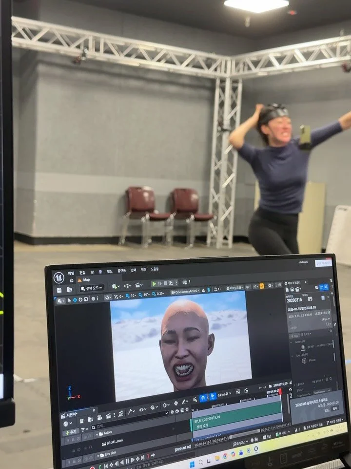 behind the scenes! 
can&rsquo;t wait to see what we made🤍

Project Director / Animator: Stella Lee @outliersvision 
Mocap Specialist: Jonghoon Ahn @jannabiboy 
Choreographer: Brian Golden @briangolden13 
Performer: Euseon Song