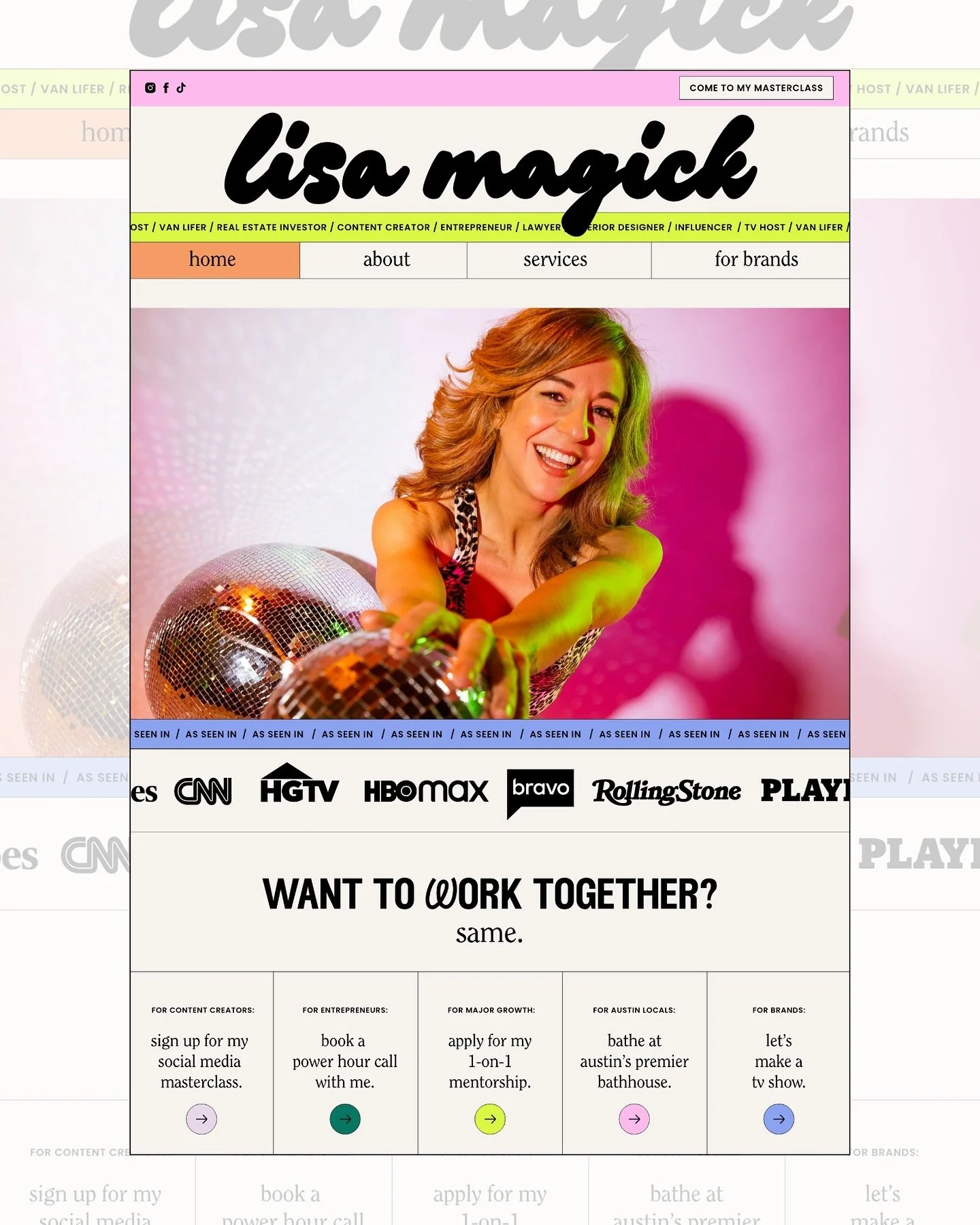 Web design concepting for @lisamagick&rsquo;s new + improved personal brand site 🤤💦