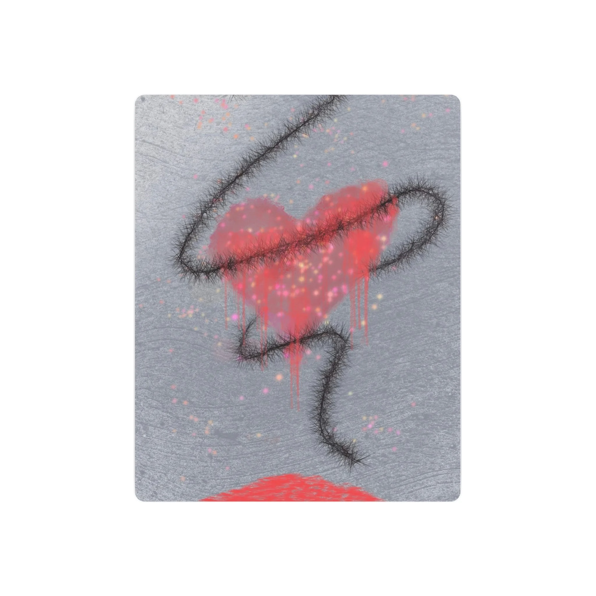 barbed wire heart digital art; heartache and healing art; spiritual healing wall art; symbolic love and pain artwork; dark romantic wall decor; mental wellness abstract print