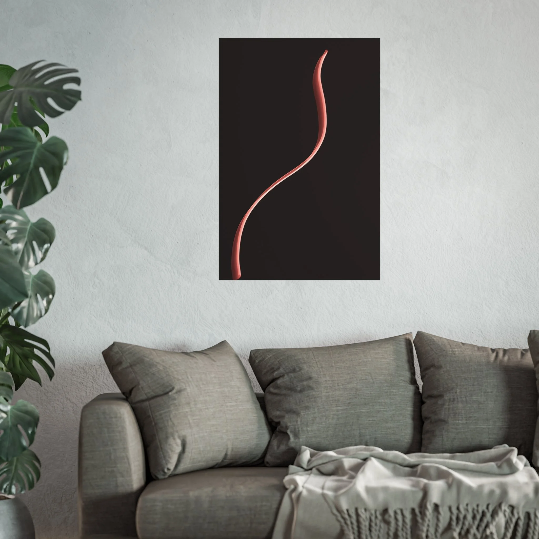 This artwork features the elegant sketched form of a woman.Set against a deep black background, the piece feels both ethereal and grounded