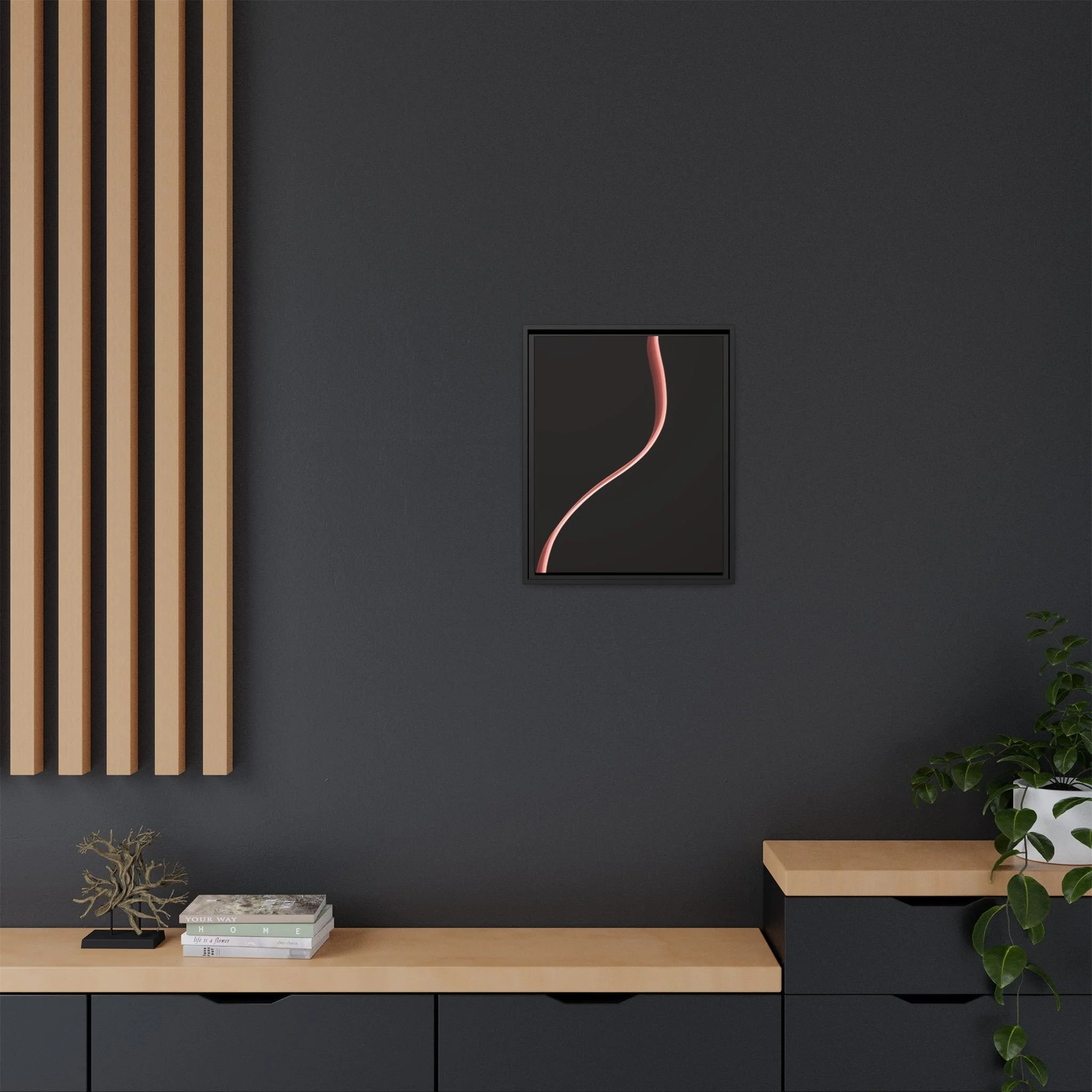 This artwork features the elegant sketched form of a woman.Set against a deep black background, the piece feels both ethereal and grounded