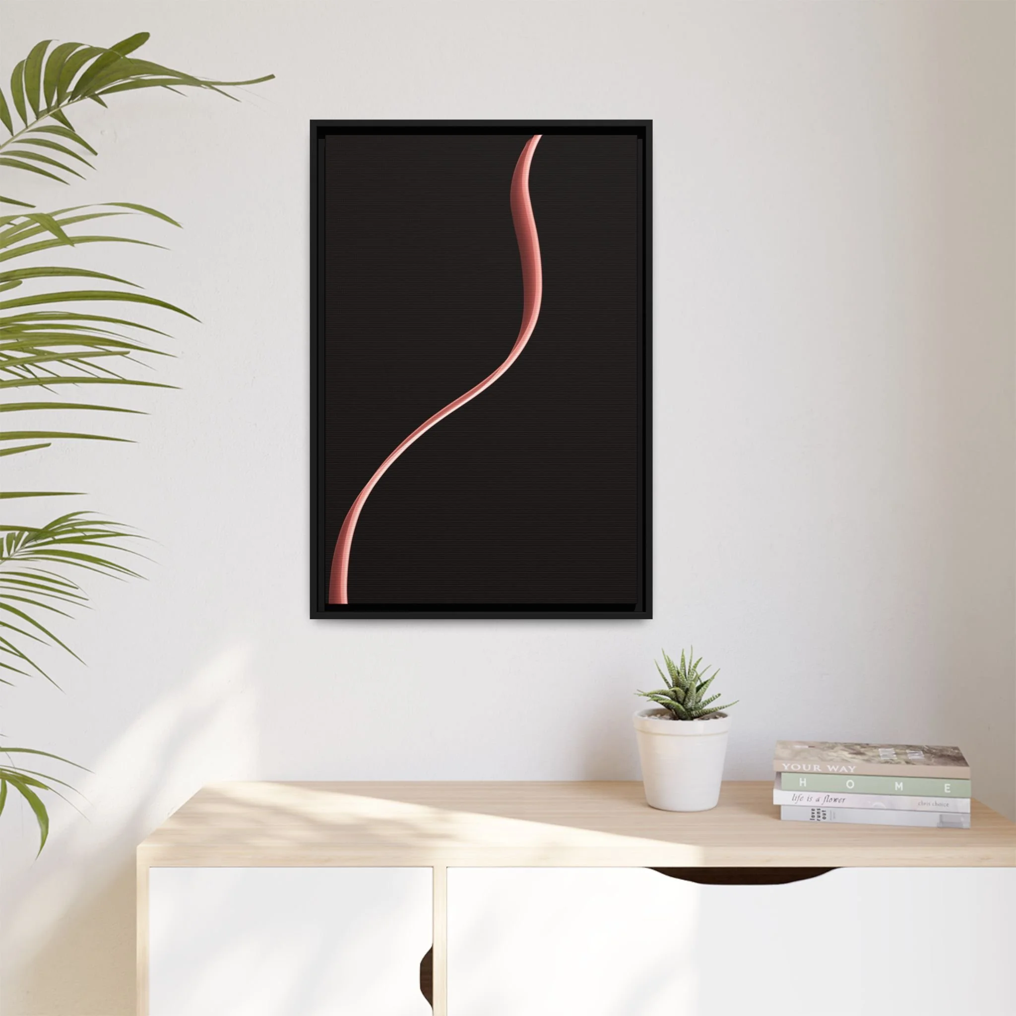 This artwork features the elegant sketched form of a woman.Set against a deep black background, the piece feels both ethereal and grounded