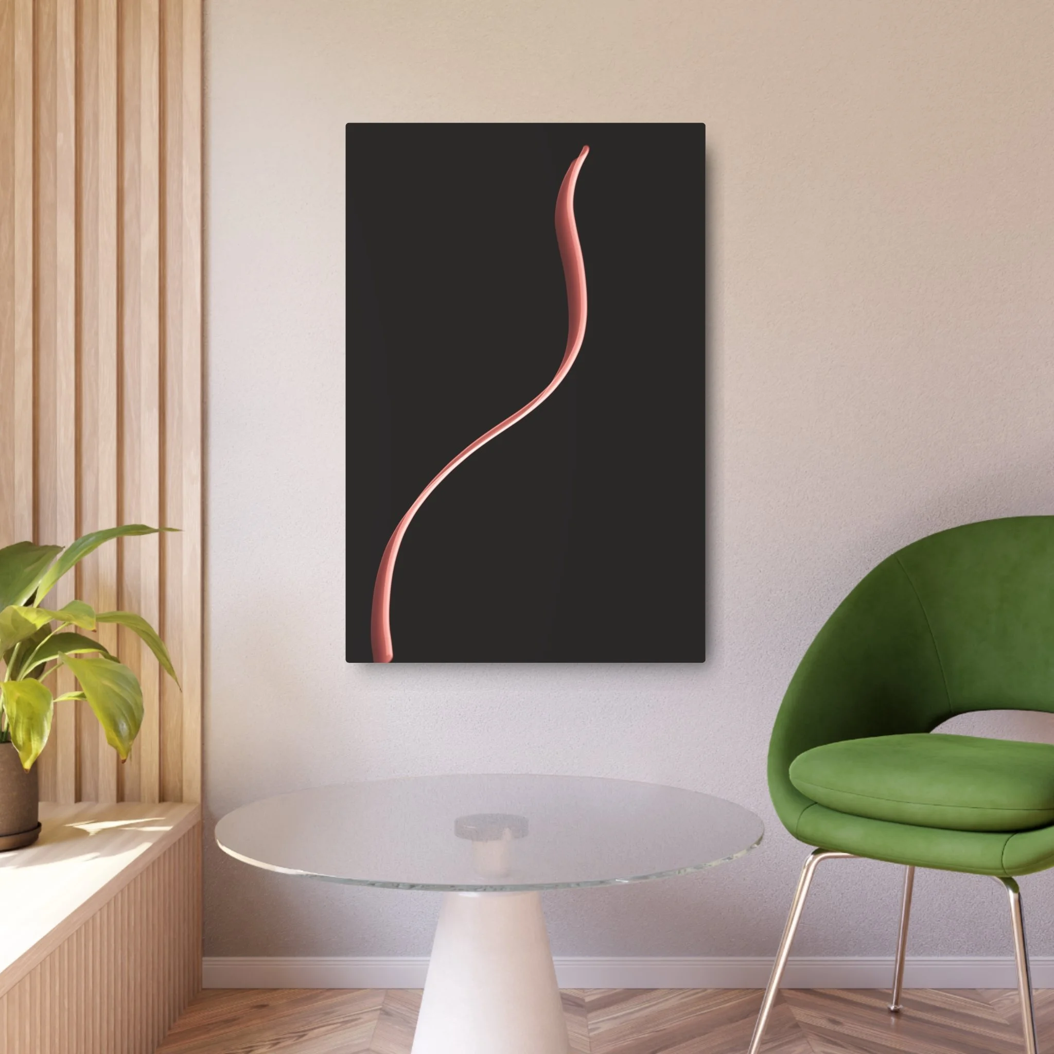 This artwork features the elegant sketched form of a woman.Set against a deep black background, the piece feels both ethereal and grounded