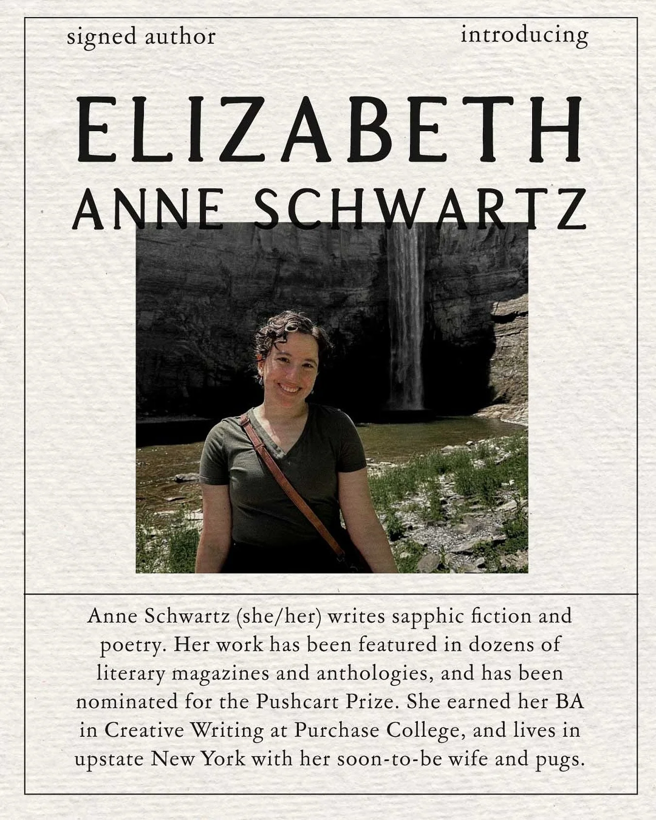 We are excited to share the news that Elizabeth Anne Schwartz is our first signed author. Her poetry collection, &ldquo;Ave Marianna,&rdquo; is releasing through Grey Coven October 2025. Be sure to subscribe to our newsletter for updates on its relea
