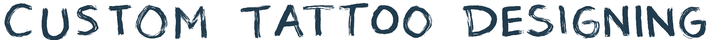 Text that reads, 'Custom Tattoo Designing' in a stylized font.