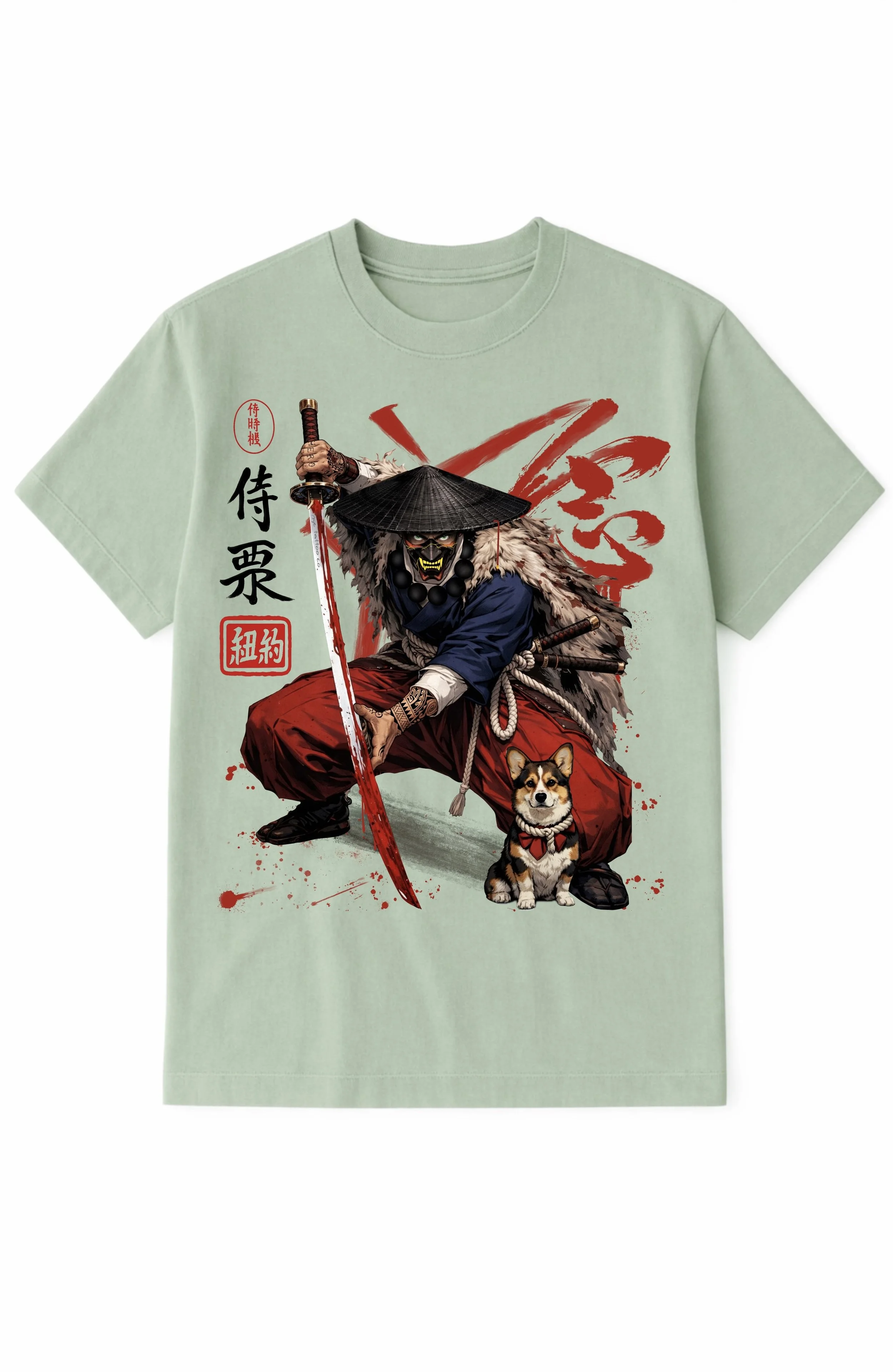 Samurai Kairos anime t-shirt featuring a futuristic Japanese samurai illustration with bold line art and streetwear design