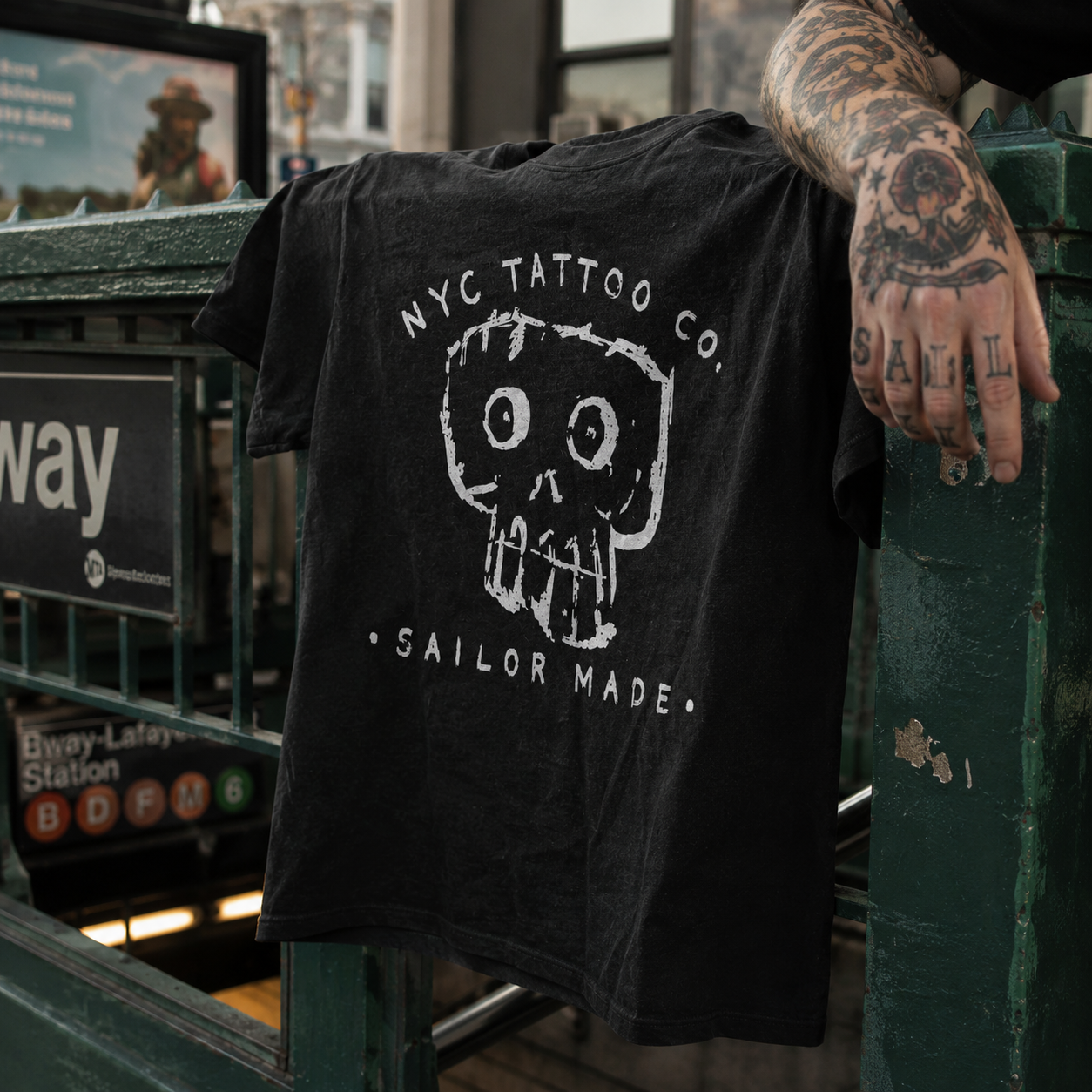 nyc tattoo co. sailor made skull t-shirt, New York City black tee